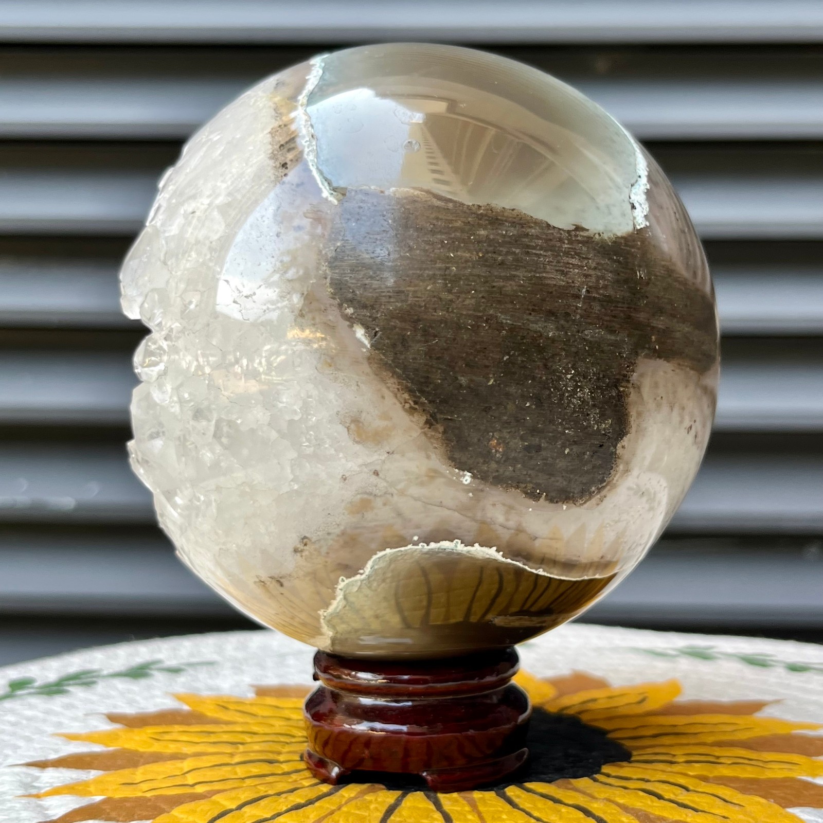4 lb Natural White crystal Geode Sphere Crystal Druzy Ball Decor