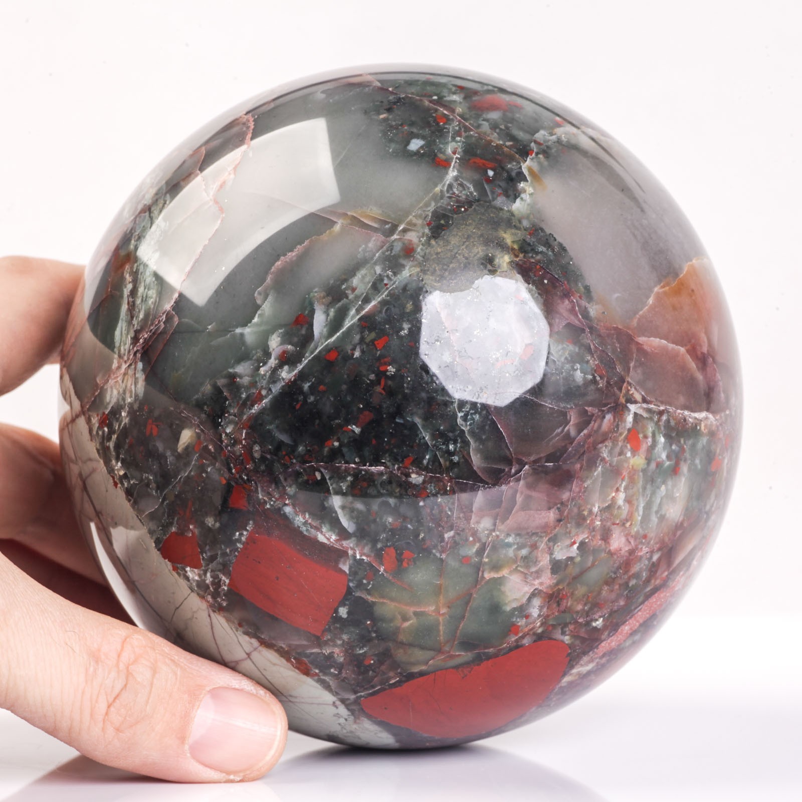2003g 113mm Large African Bloodstone Sphere Crystal Ball Natural Quartz Healing