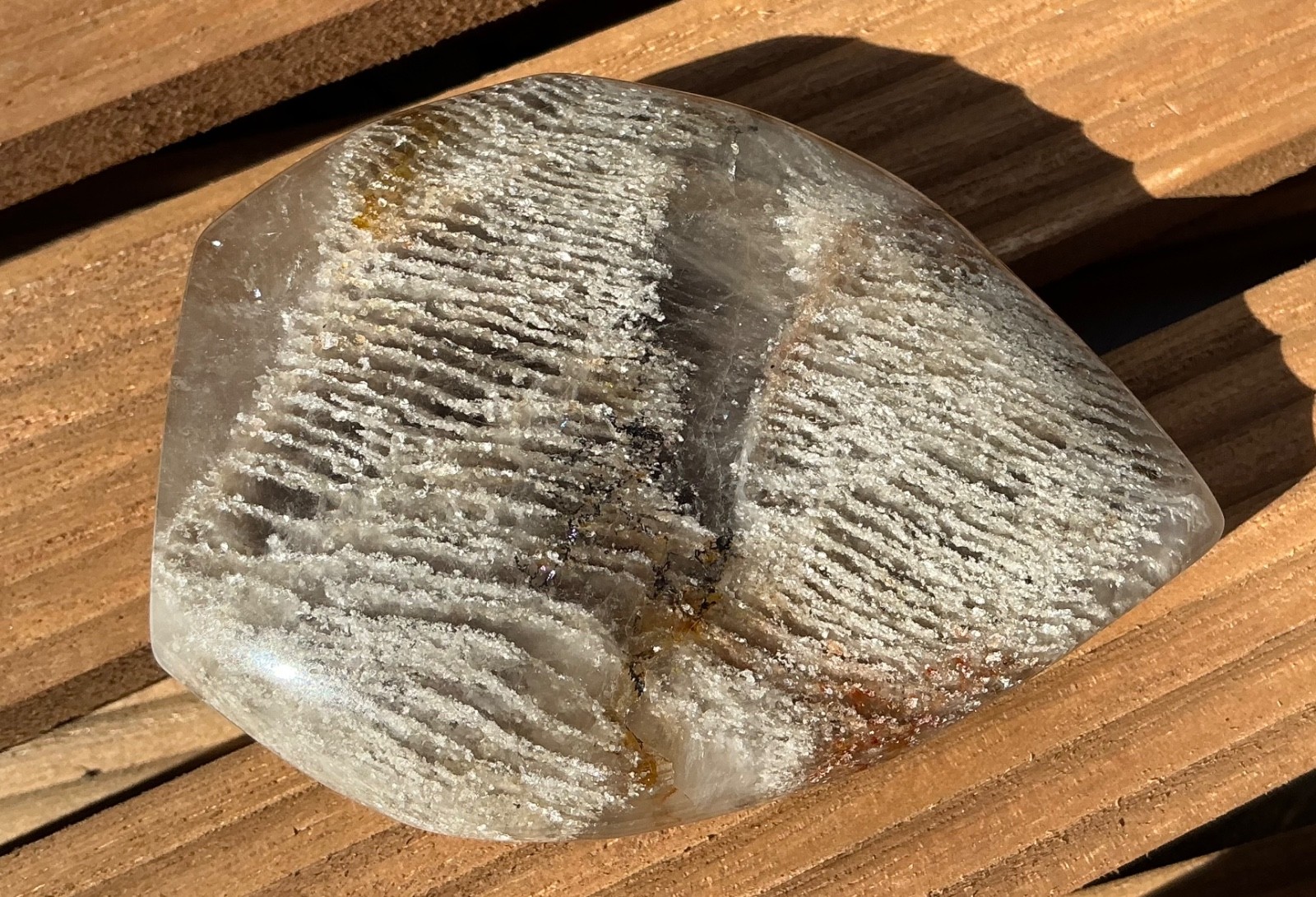 146g Thousand Layer Quartz Teardrop Lodolite Crystal Gemstone Chakra Healing
