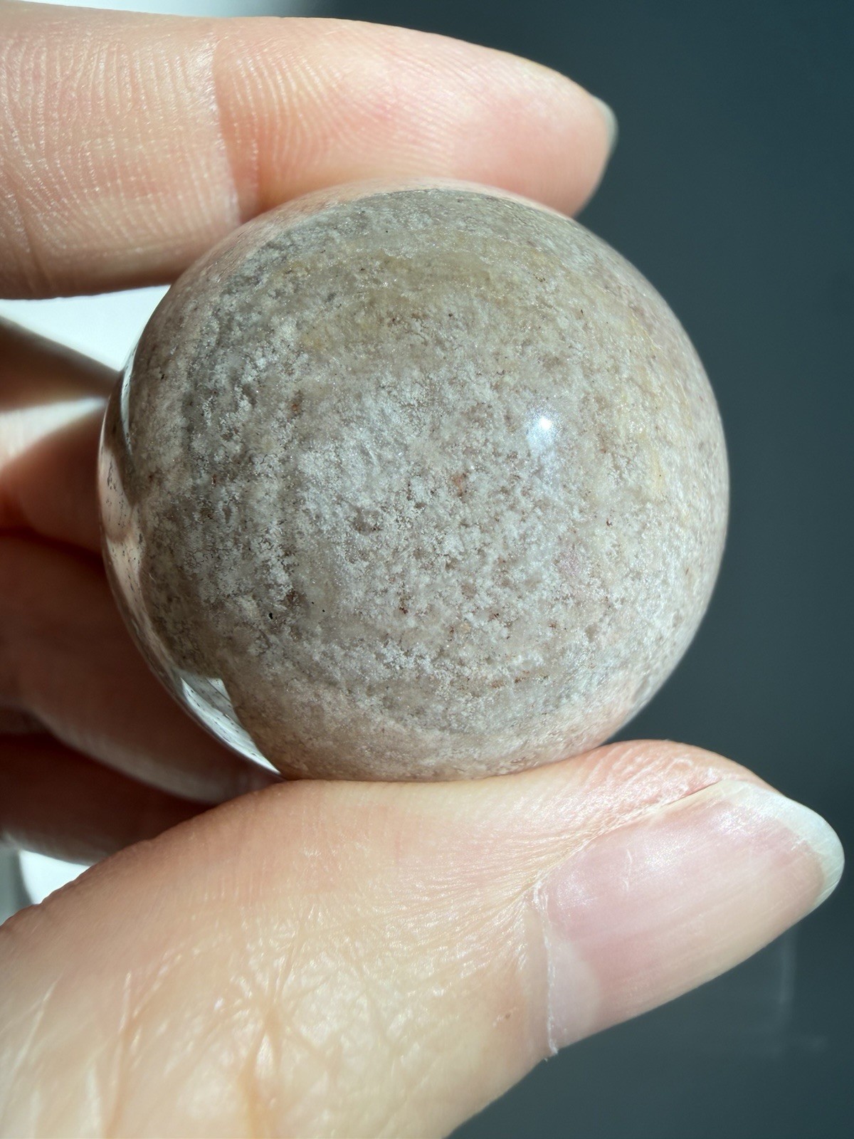 Beige Pink Toned Thousand Layer Lodolite Garden Inclusion Sphere 32mm