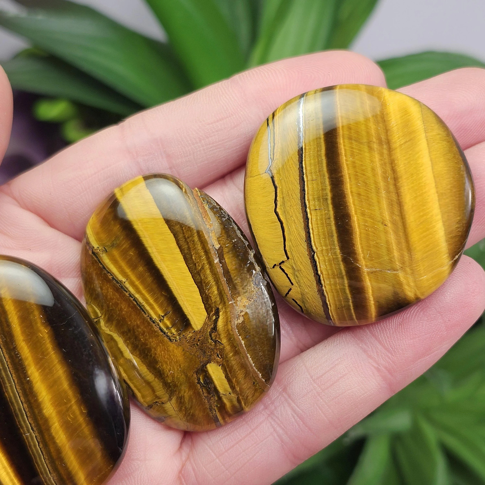 Tiger’s Eye Palm Stone, Polished Tigers Eye Crystal