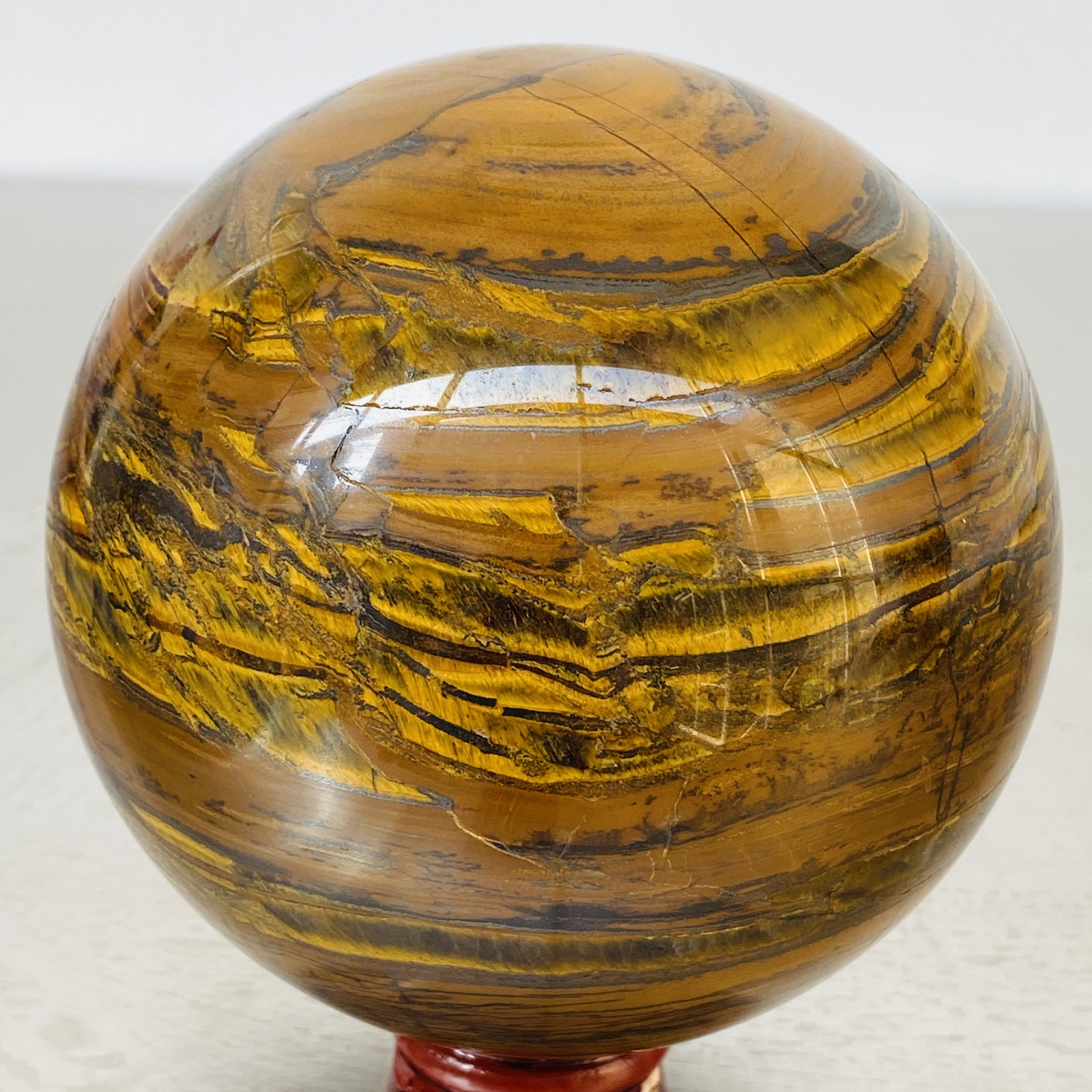 Natural Tiger Eye stone ball quartz crystal ball Reiki healing 2060G