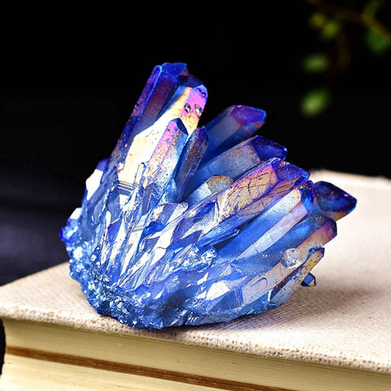 80g Natural Aura Blue Crystal Titanium Rock Stone Cluster VUG Specimens Healing