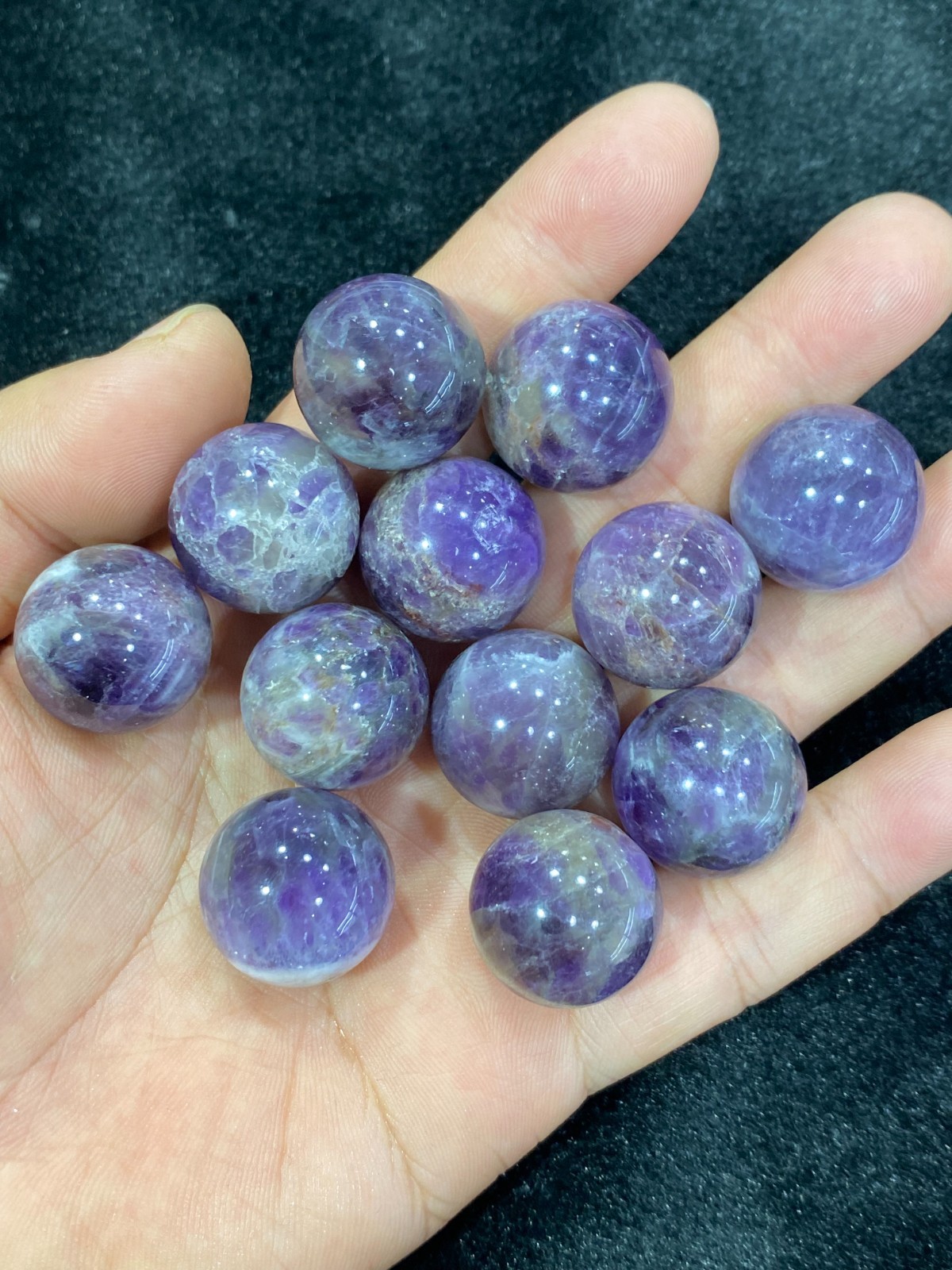 5pc Natural Dreamy Amethyst Sphere Quartz Crystal Carved 20mm ball reiki healing