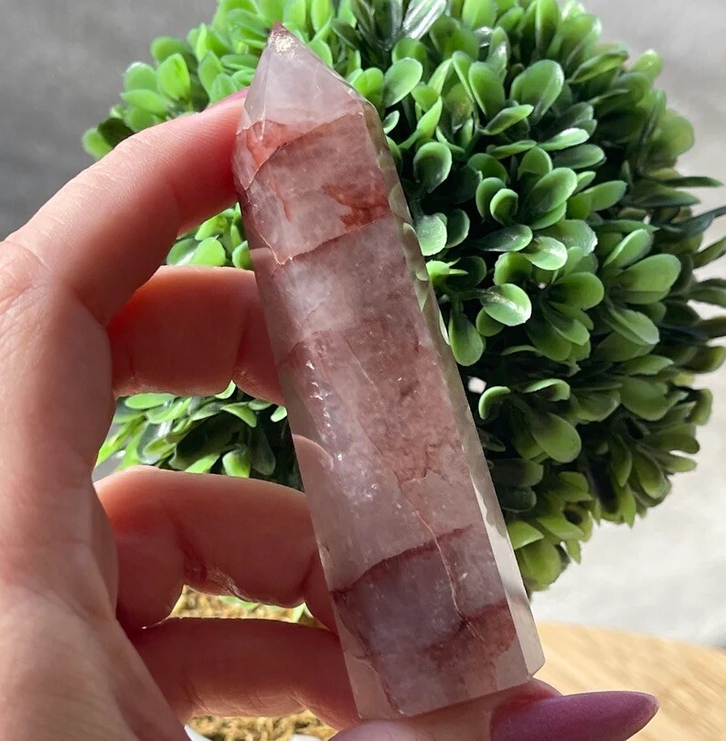 Natural Fire Quartz Tower • Unique Stone Home Decor • reiki Mineral specimens