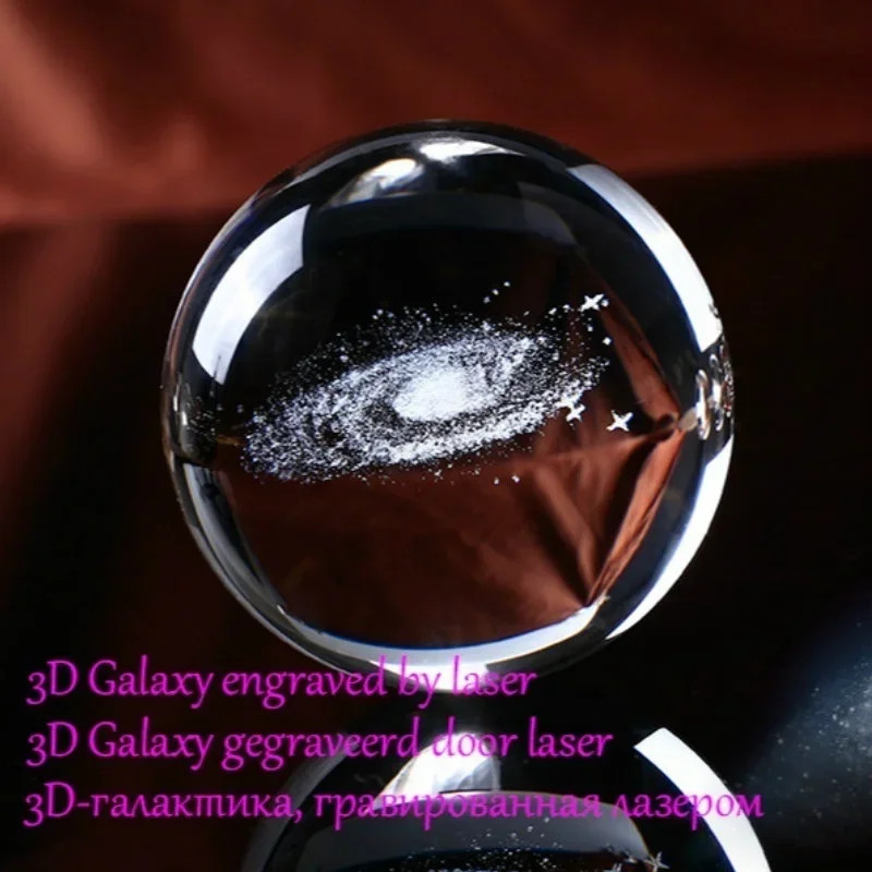 6CM Diameter Globe Galaxy Miniatures Crystal Ball 3D Laser Engraved Glass