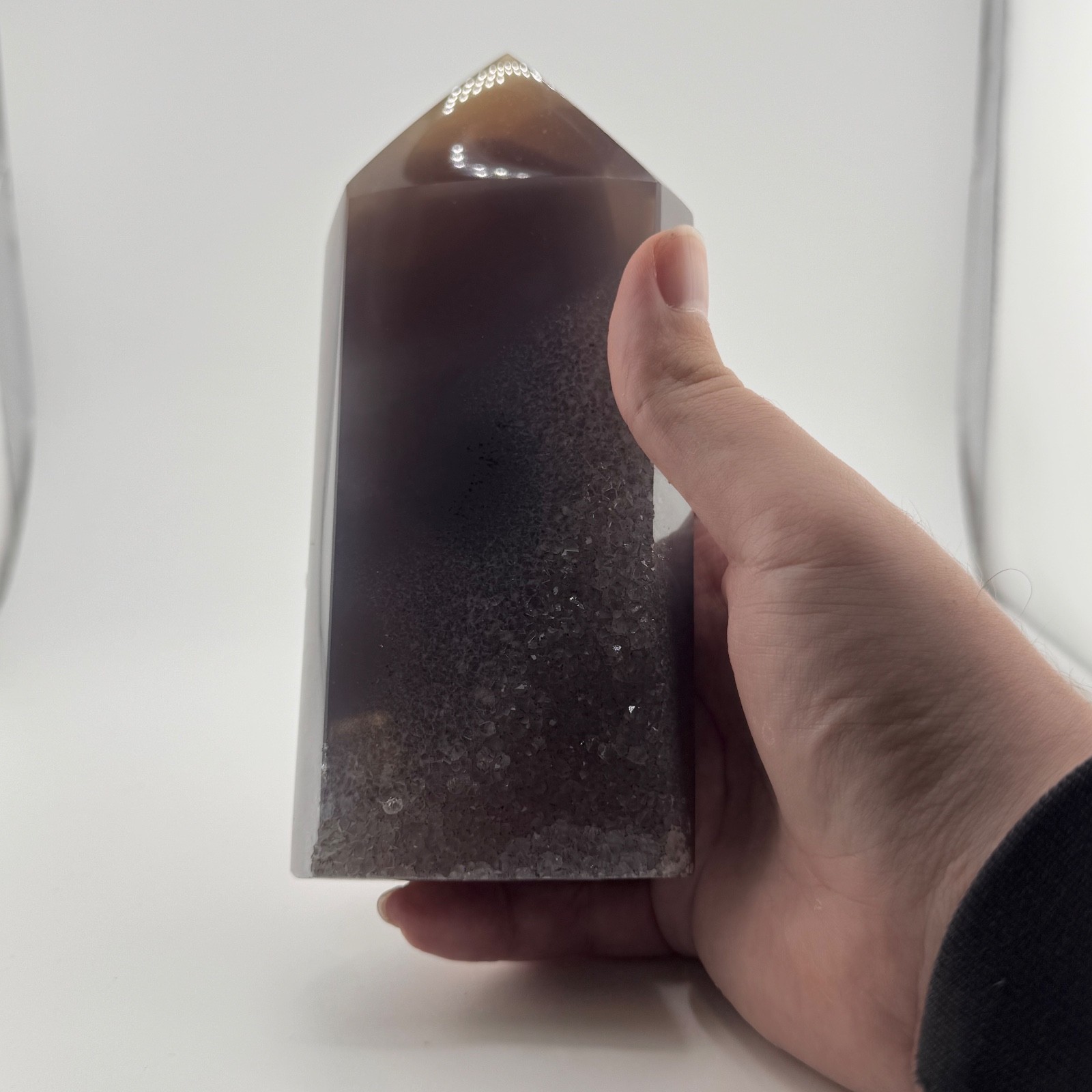 7.0″ Extremely Unique Dendritic Agate Quartz Sugary Druzy Crystal Point