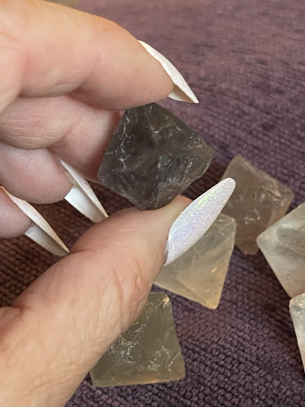 Fluorite Octahedron Crystal Lot Of Six