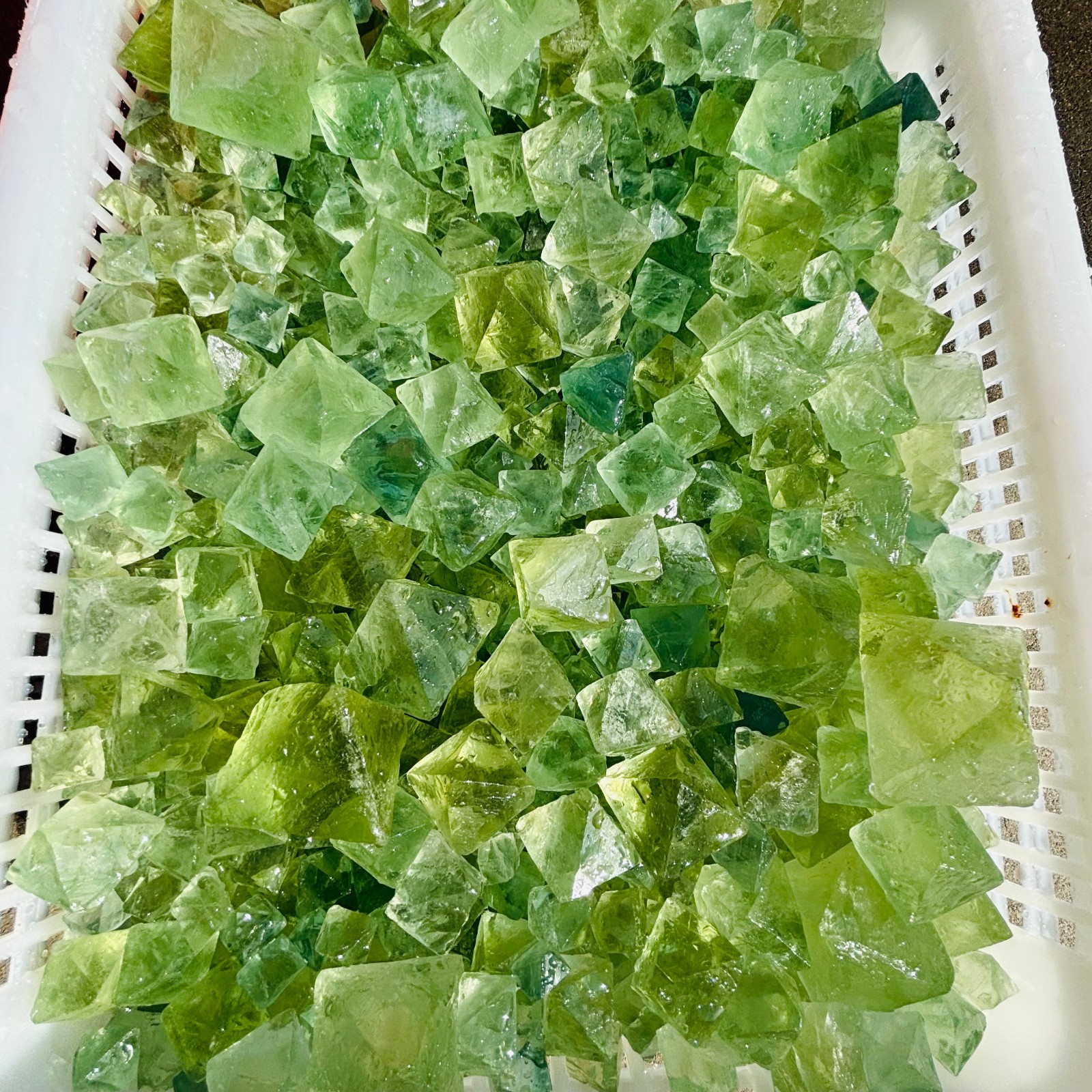 2.2 LB Natural Green Fluorite Octahedron Quartz Crystal Point Healing Gift