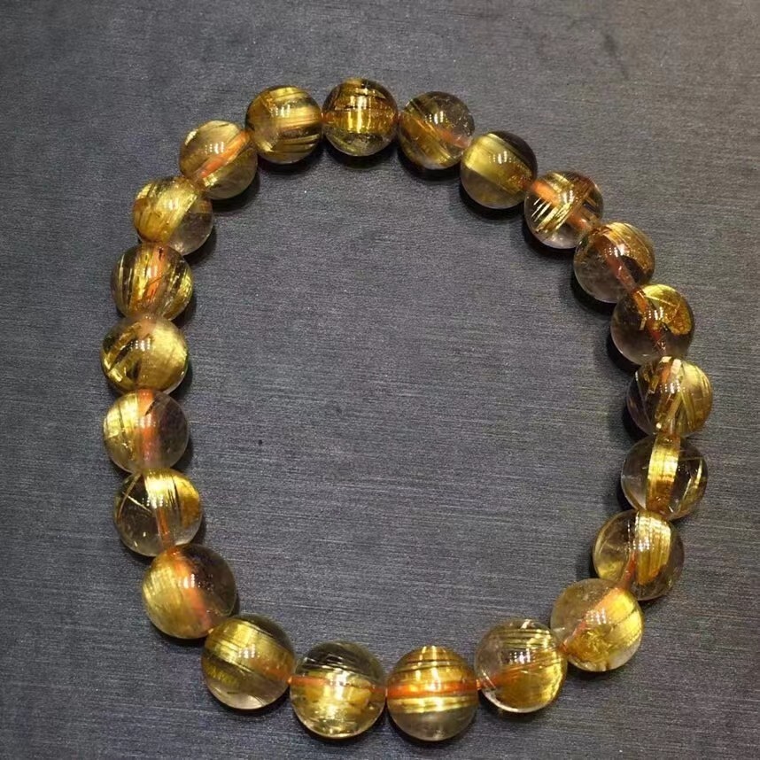 Fashion Design Natural Gold Rutilated Quartz Round Beads AAAA 8.5mm