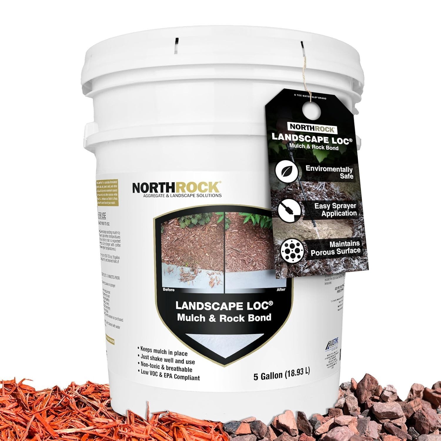 Mulch & Rock Binder 5 Gal – Waterproof Plant Safe Stabilizer Glue