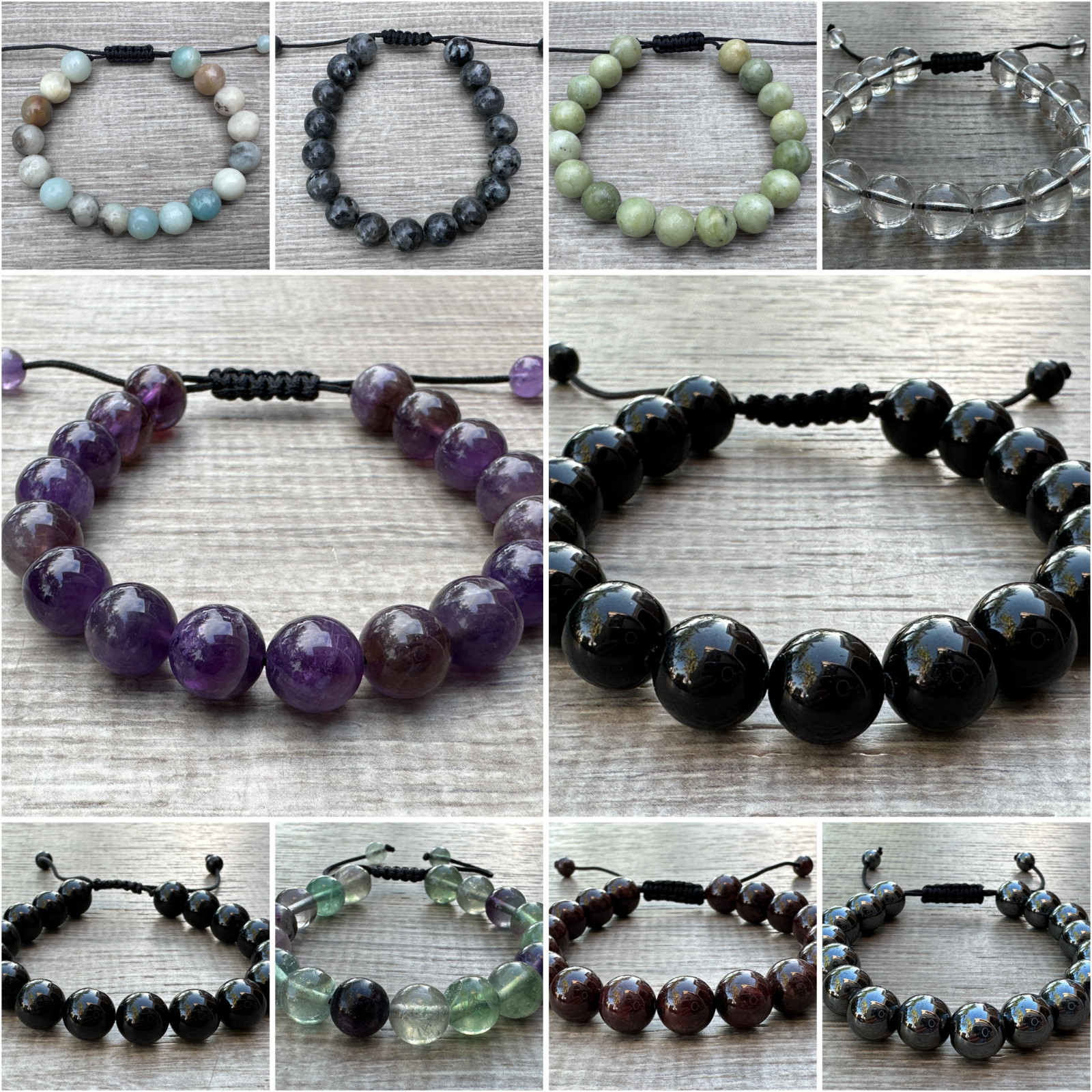 Grade A++ Gemstone Bead Adjustable Bracelet 10mm, Genuine Crystals Bracelets