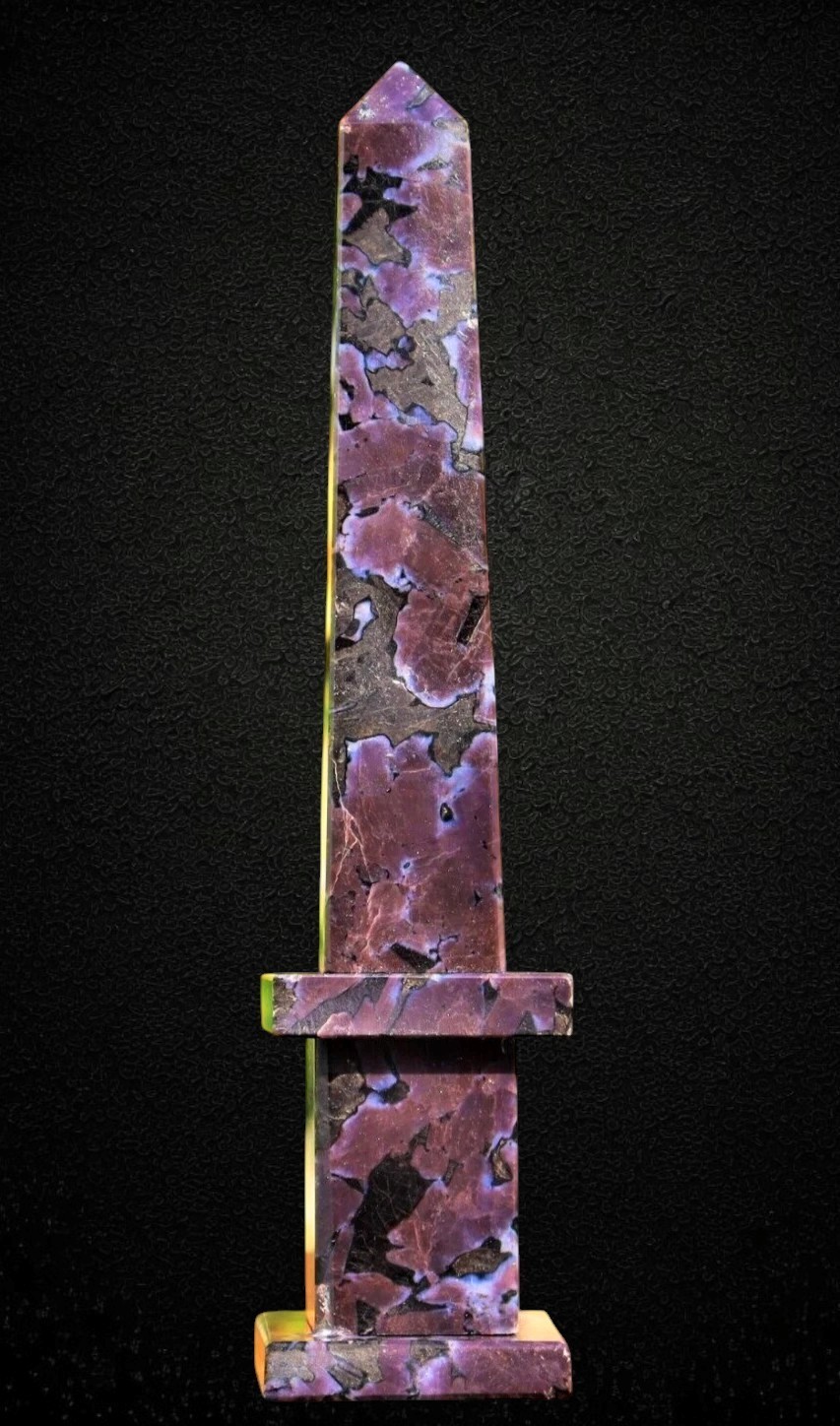 200MM Blue Indigo Gabbro Stone Merlinite Pietra Dura Grand Tour Obelisk Tower