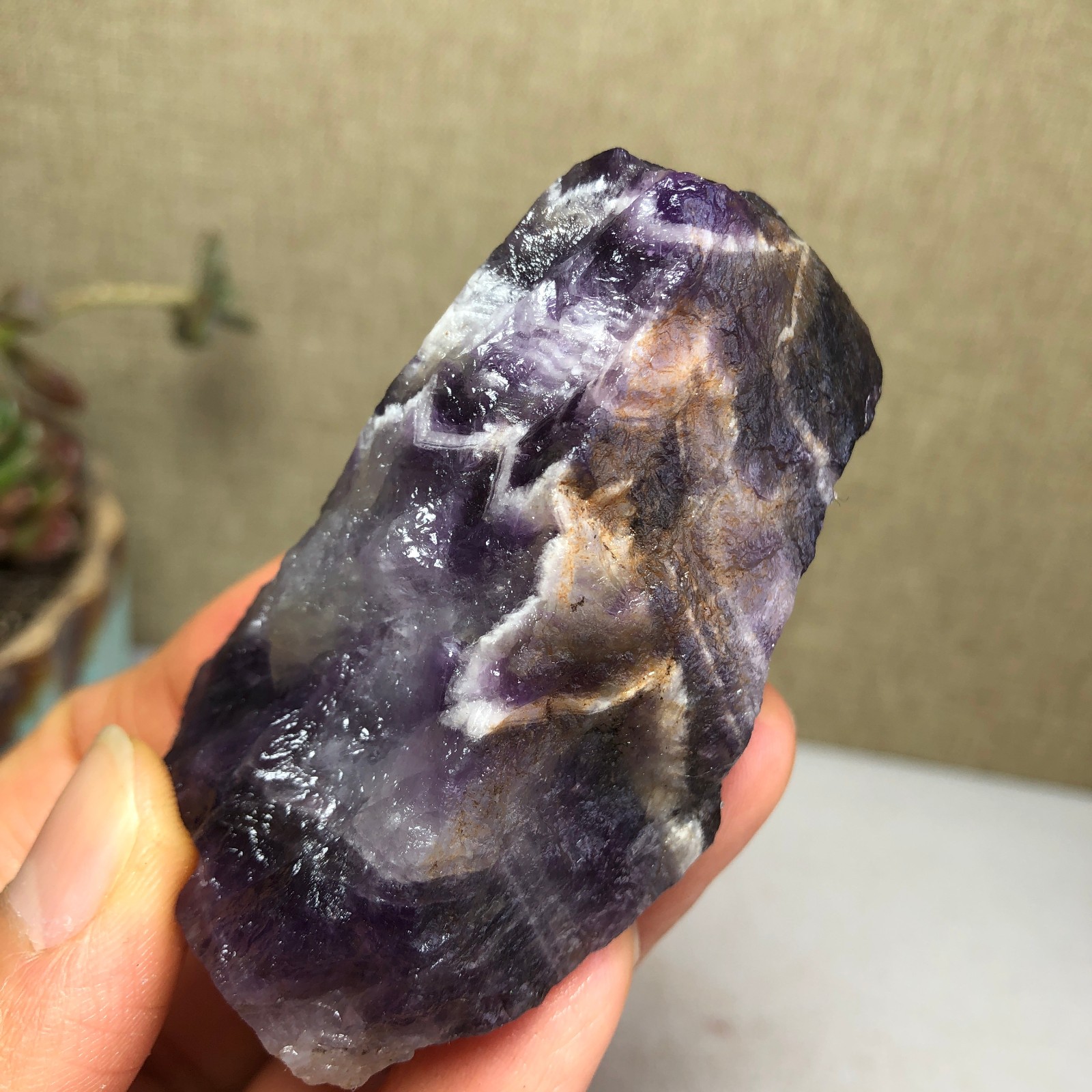 69mm Natural Dream Amethyst gemstone rough Crystal uncut specimens 111g A3815
