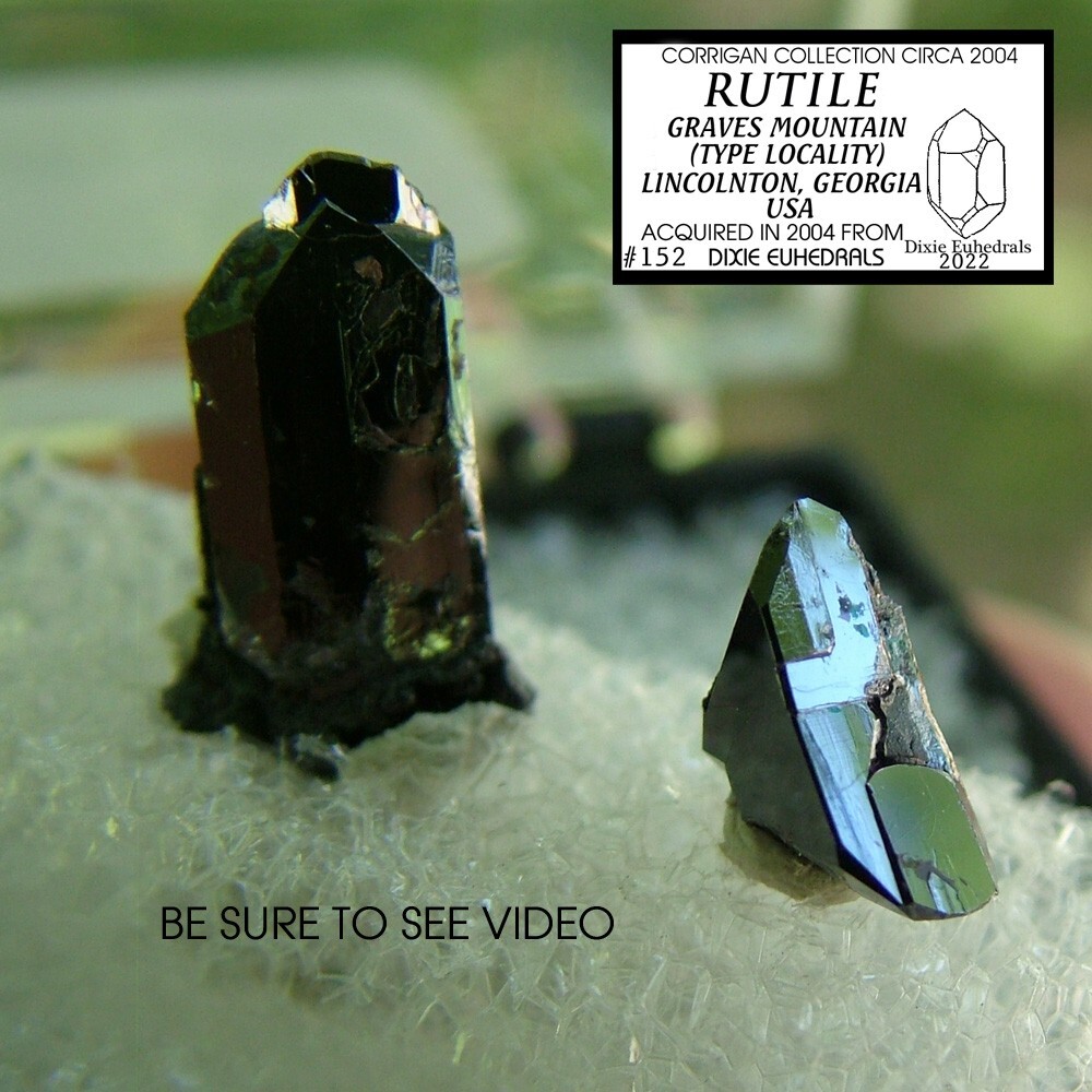 2 TINY mirror-faced graves mountain RUTILE CRYSTAL perky box mtn Georgia #152