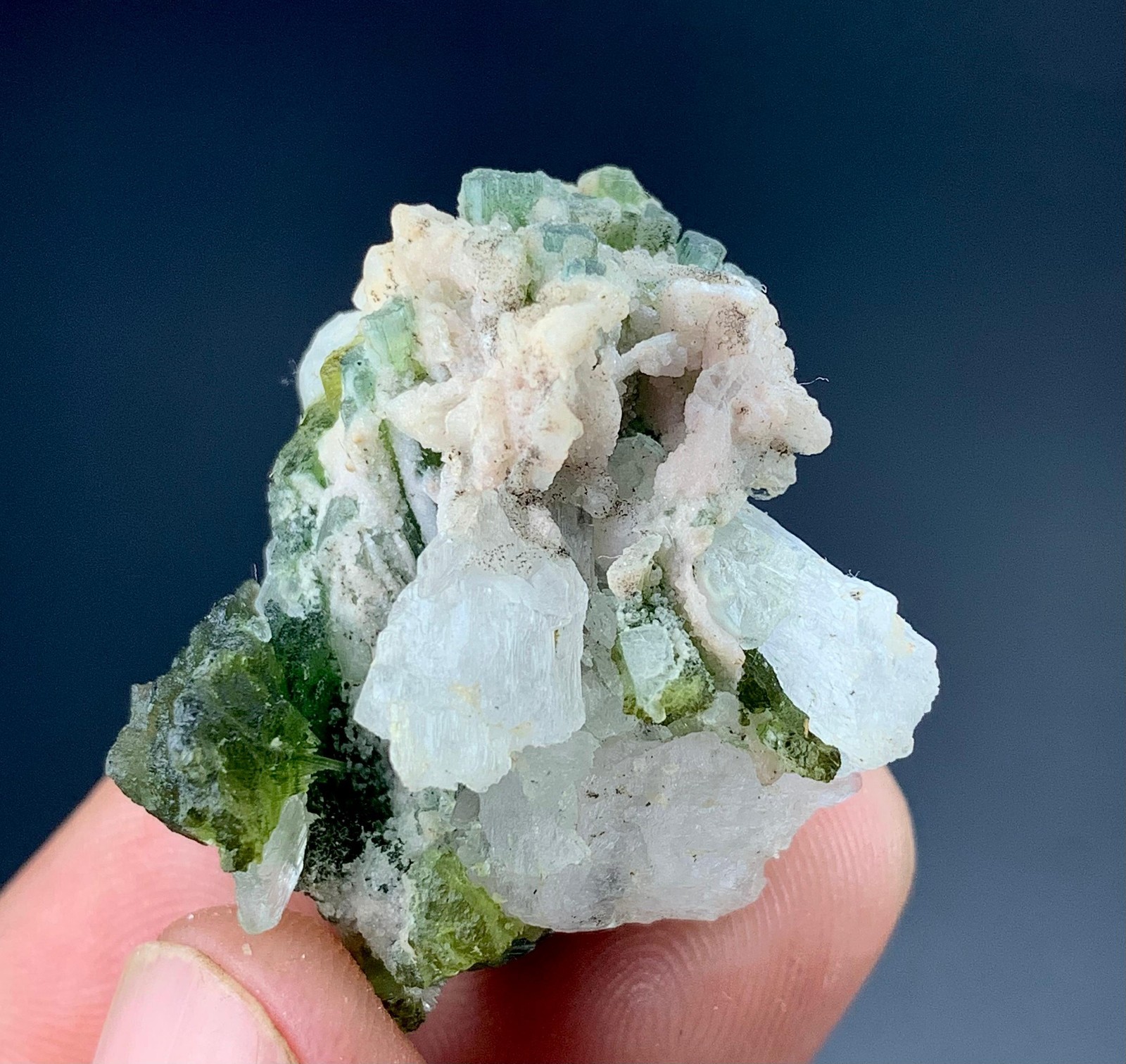90Cts Beautiful Tourmaline Crystals Bunch With Kunzite From Afghanistan.