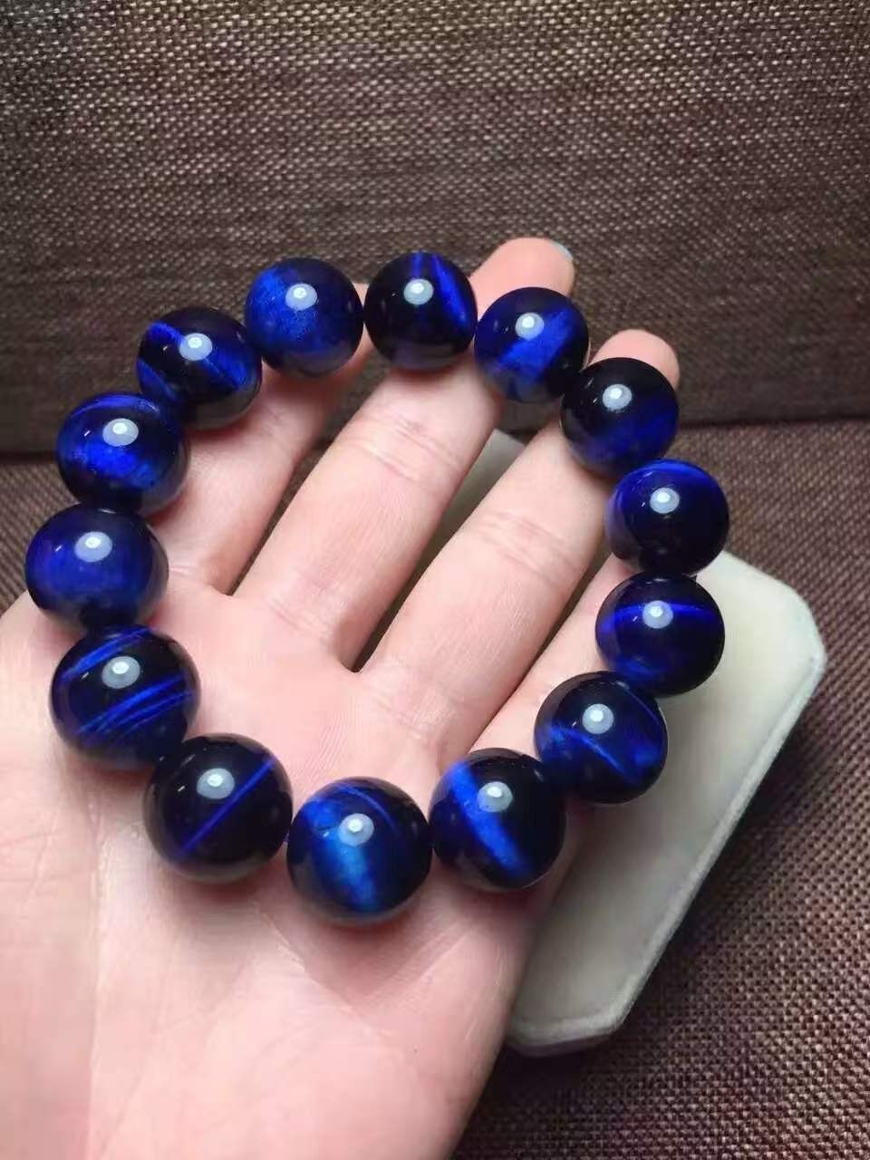 Rare Natural Blue Dual Tone Tiger’s Eye round beads Bracelet