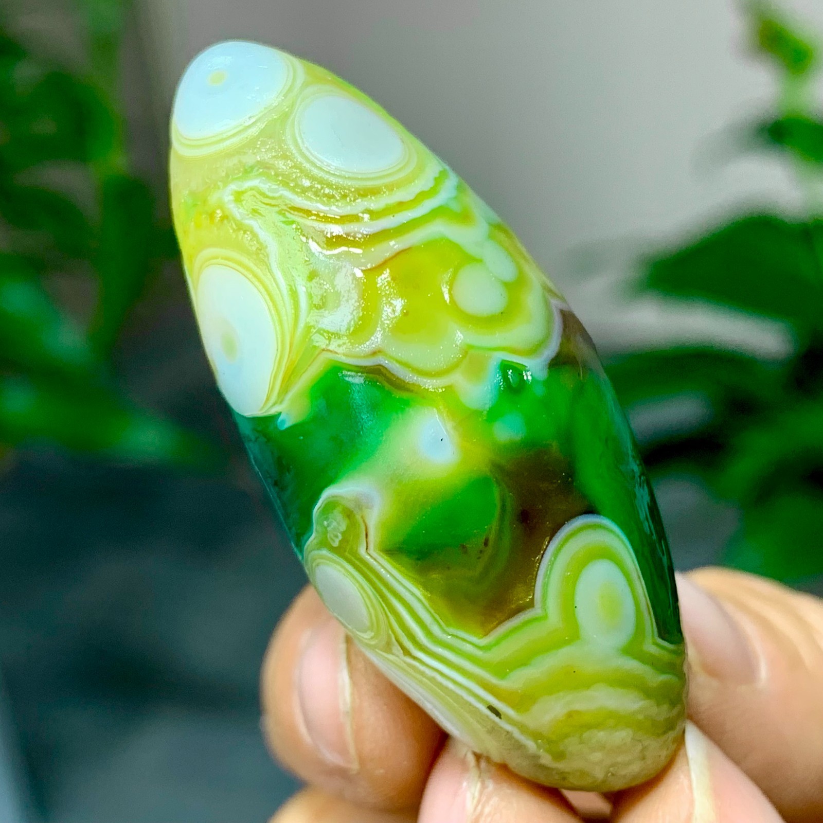 28G Natural green gobi agate eye crystal Circular pattern mineral healing B205