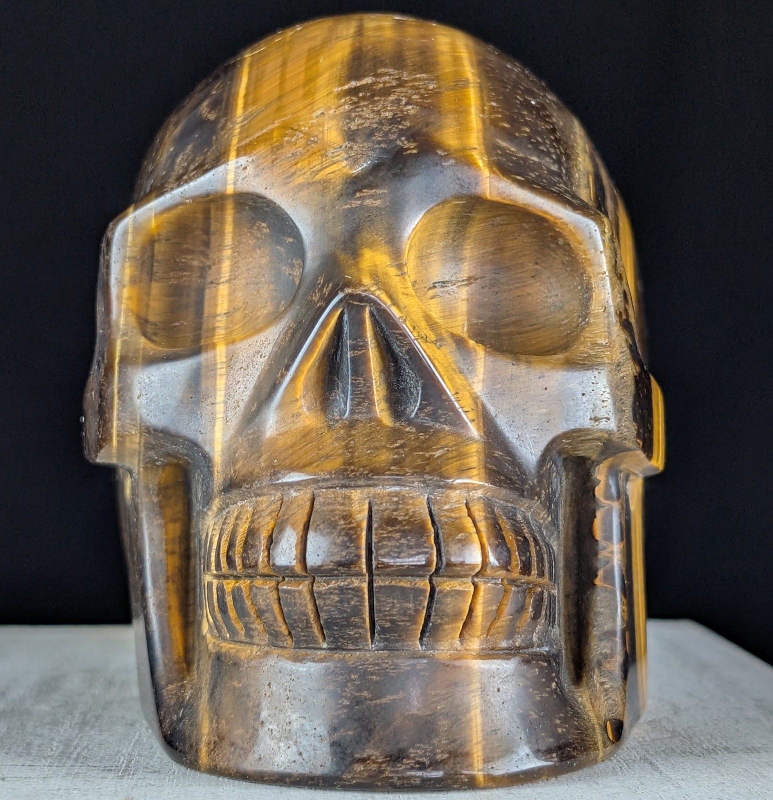 Tiger Eye Skull Crystal Gemstone Large Chakra Reiki Carving Mineral