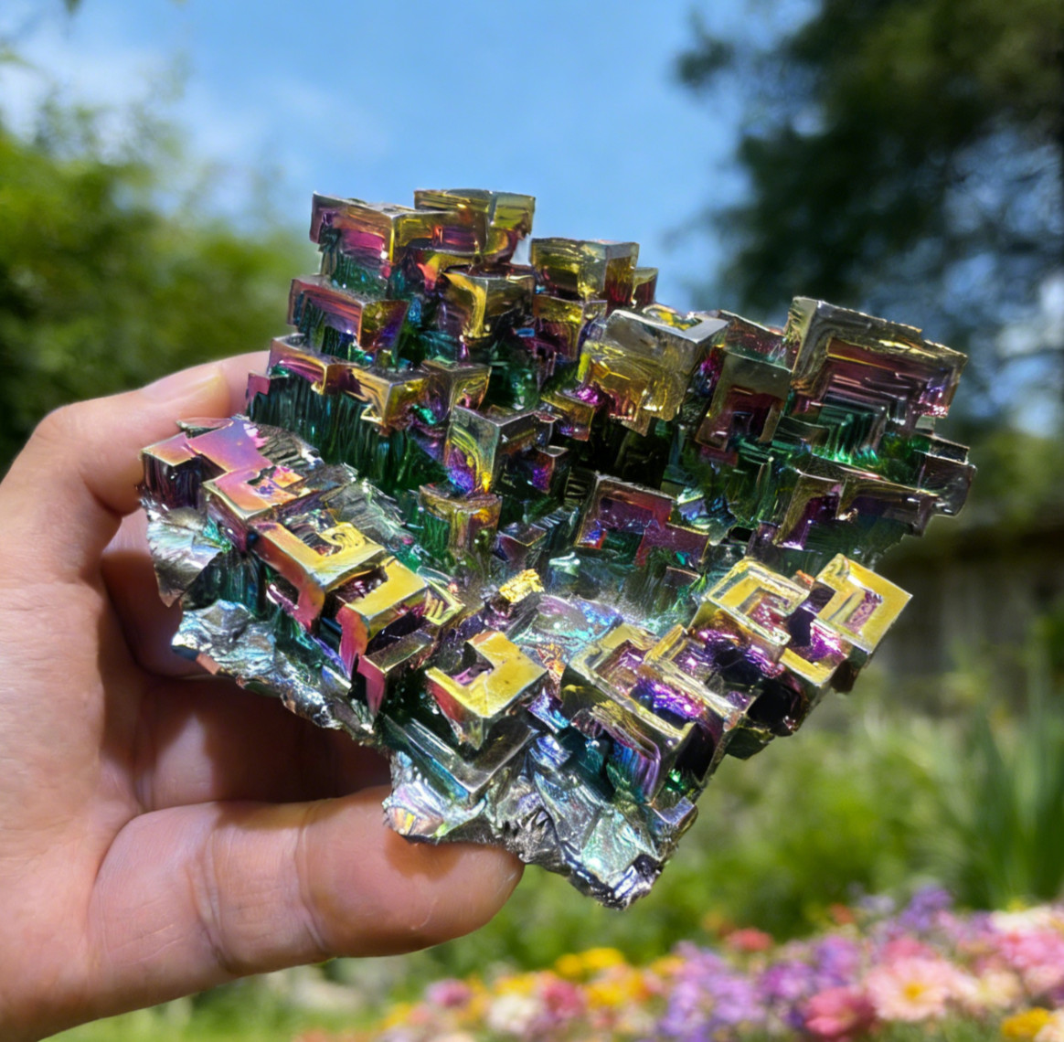 Natural Stone Bismuth Rainbow Aura Charm Specimen Crystal Cluster Reiki specimen