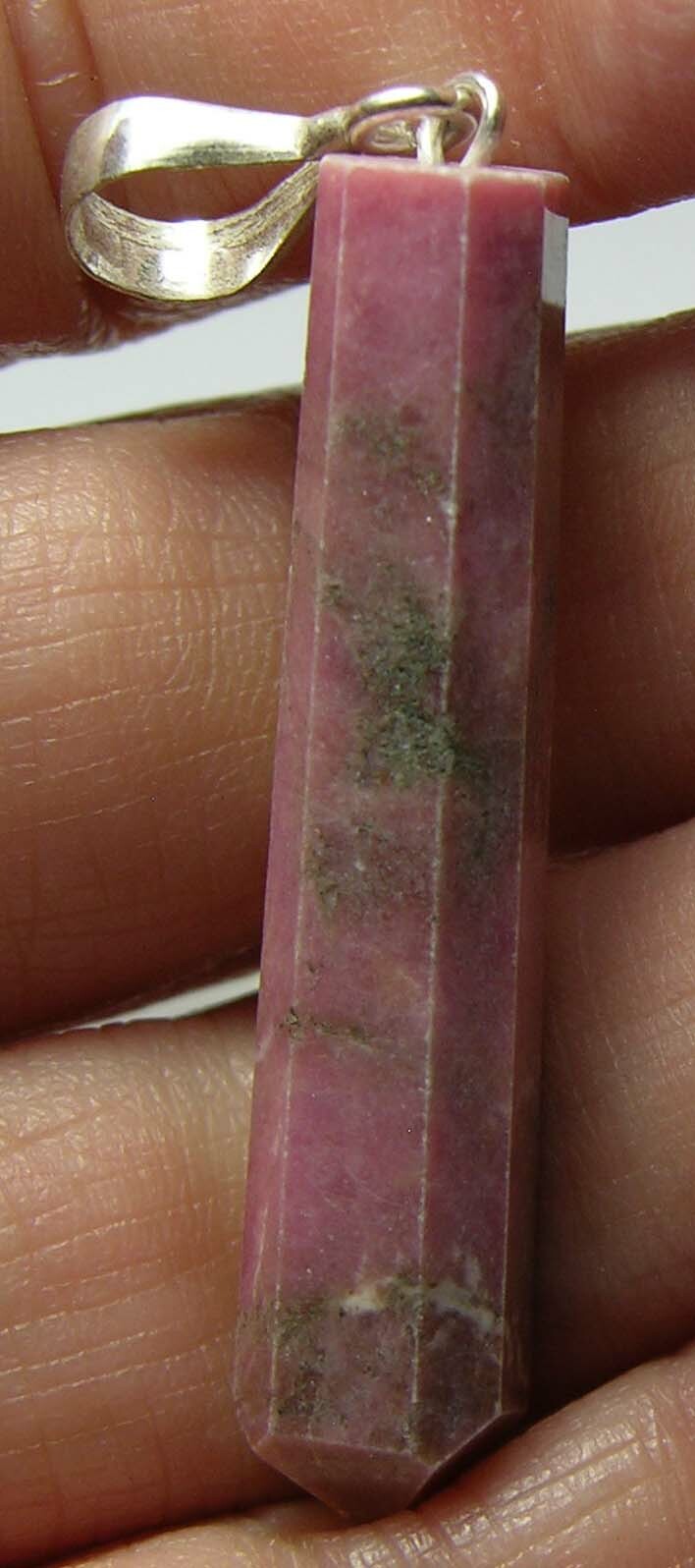 #4 40.00mm Pakistan 100% Natural Pink Rhodonite Crystal Pendant 1 9/16 in