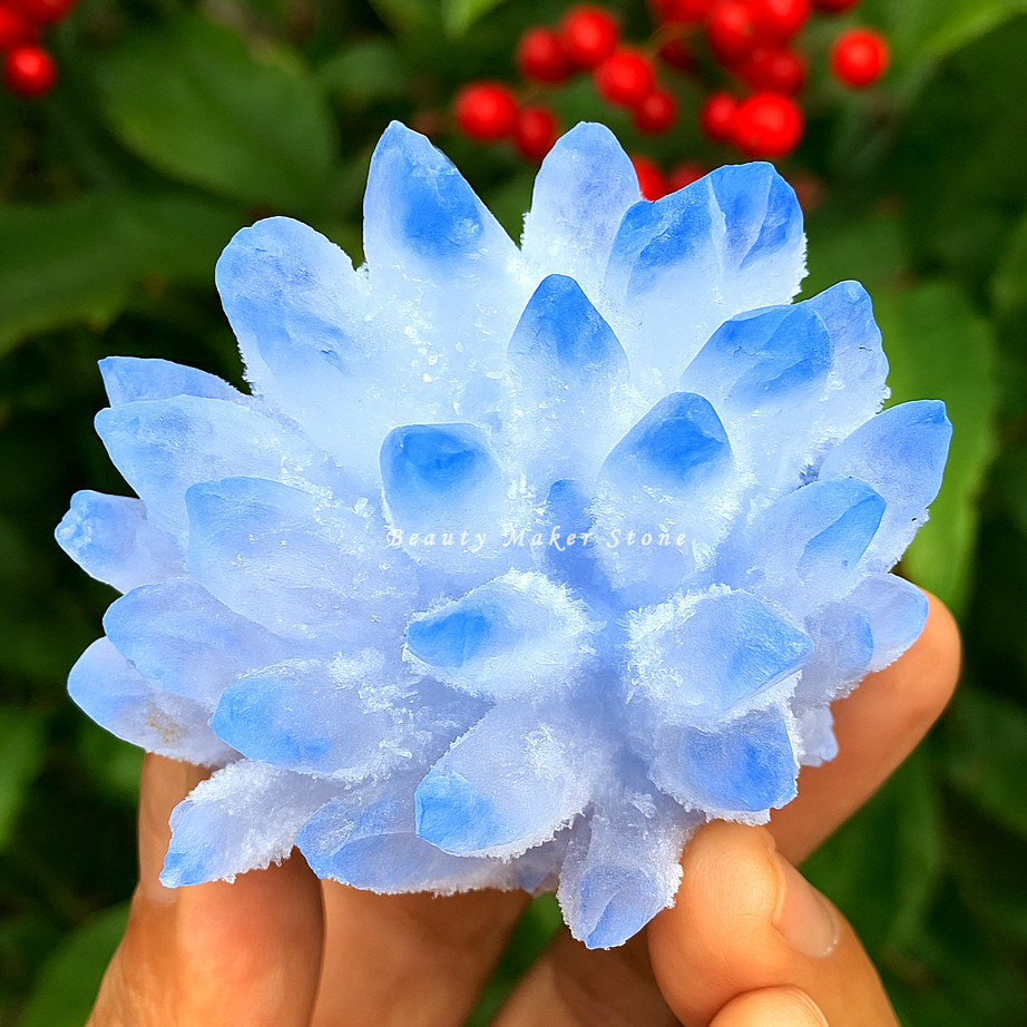 350G New Find Blue Phantom Quartz Crystal Cluster Mineral Specimen Healing Gift