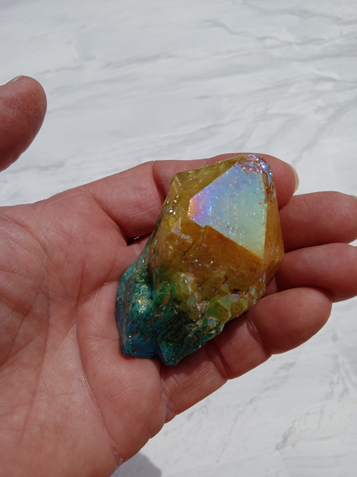 9 Pieces Irregular Rainbow 🌈 Titanium Aura Quartz Points! Healing, 2 Lbs! G1