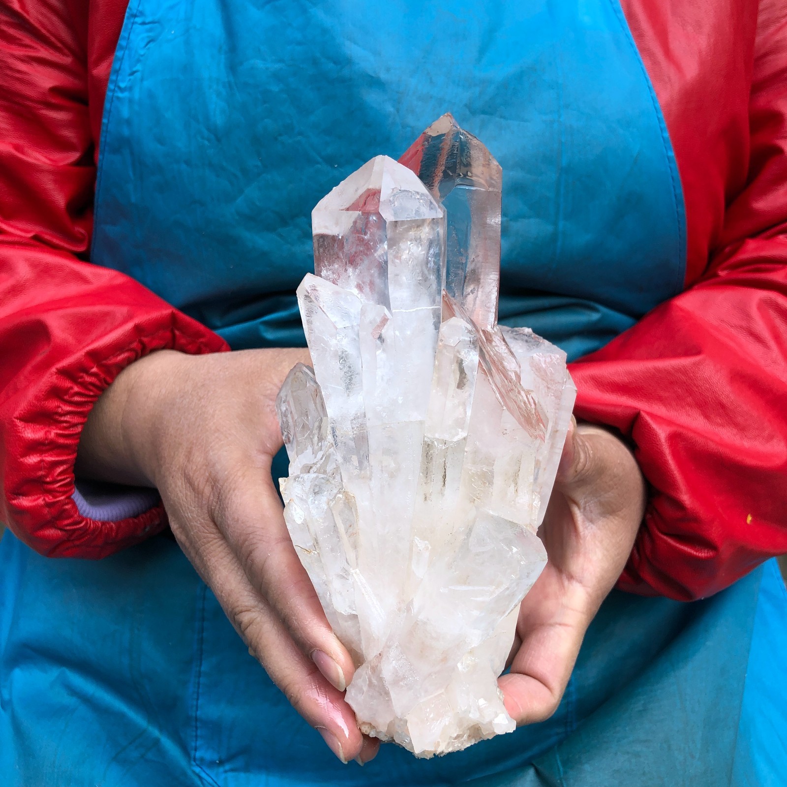 2 pieces 4.99LB Natural Transparent White Quartz Crystal Cluster Specimen 3519