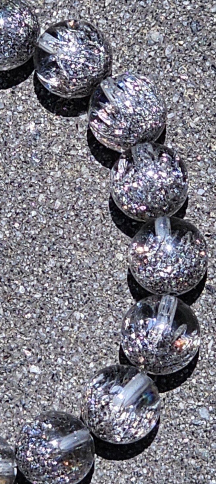 Black Fire Quartz Shiny 10mm Round Beads Unisex Stretch Bracelet