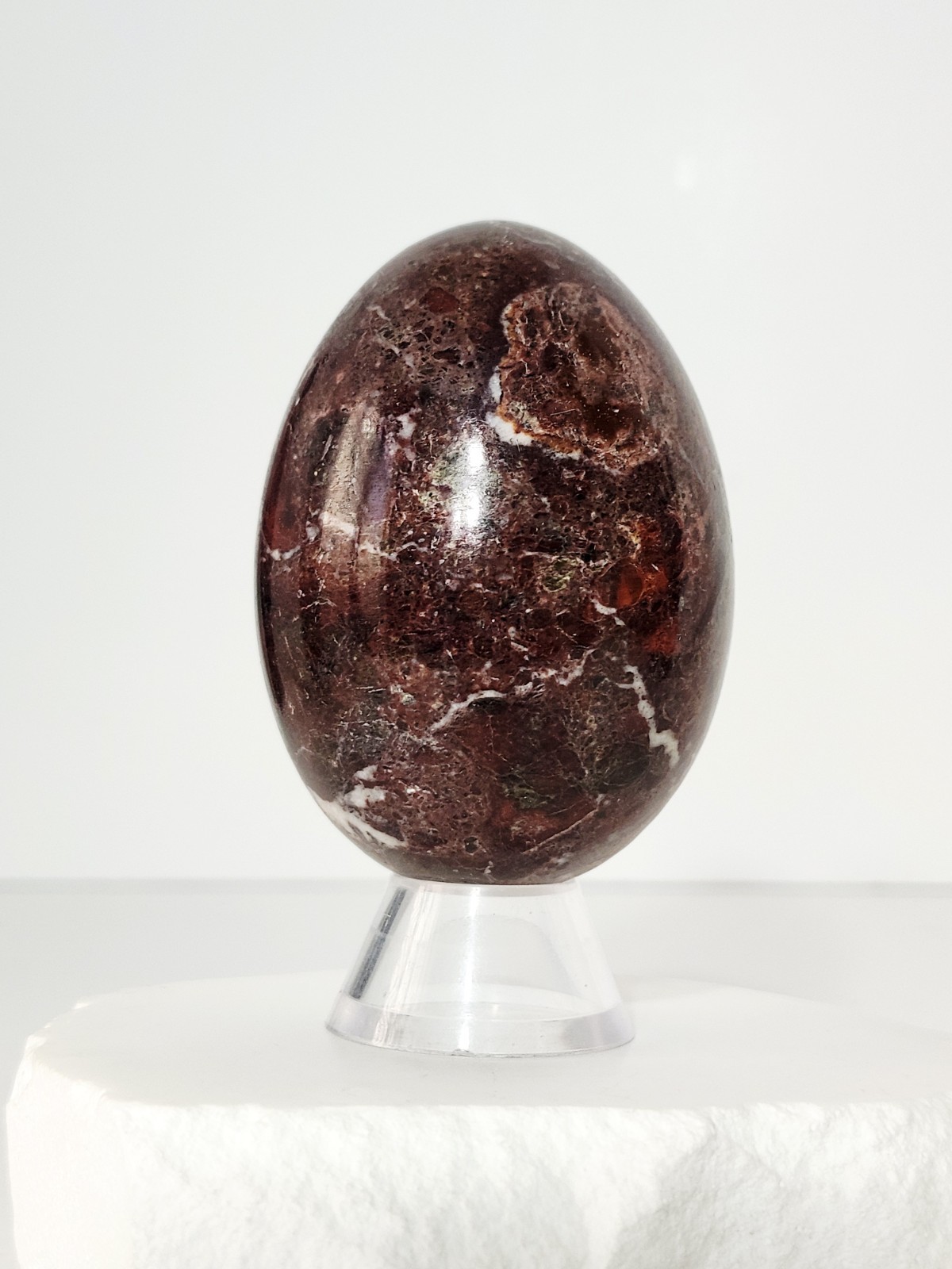 Carved and Polished Semi-Precious Pakistani Red Jasper Egg – 3″ H