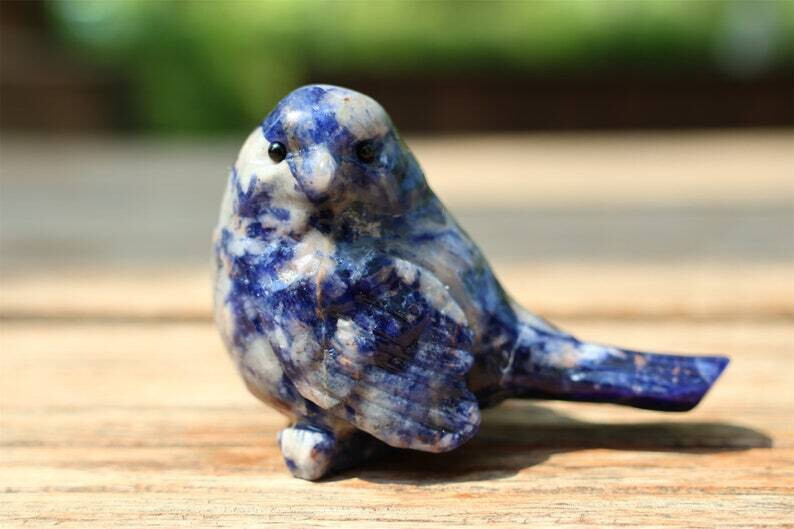 1pc Natural Sodalite Quartz Carved Bird Skull Crystal Reiki Decor Gift 2.4”