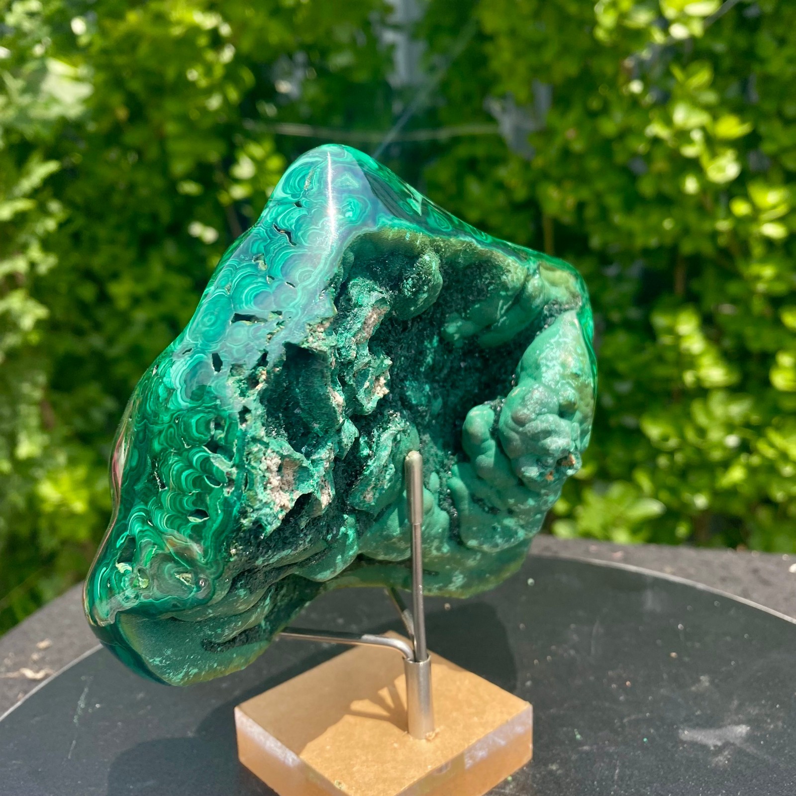2.09LB Natural glossy Malachite transparent cluster rough mineral sample