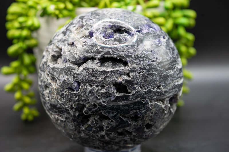 Sphalerite Sphere – Druzy w/Purple Fluorite Inclusions – 4.5″