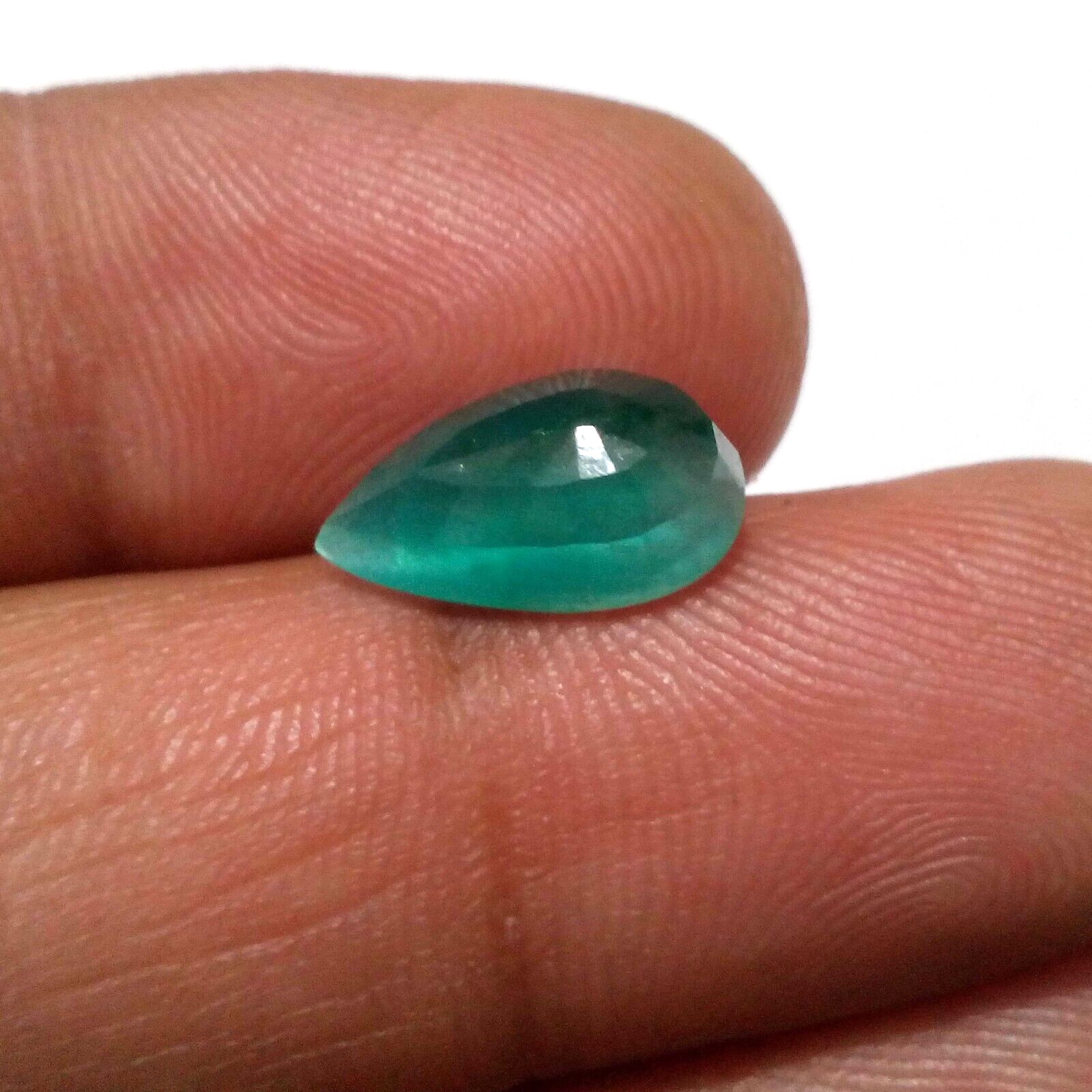 Top Quality AA+ Green Zambian Emerald Faceted 3.45 Crt Pear Shape Loose Gemstone