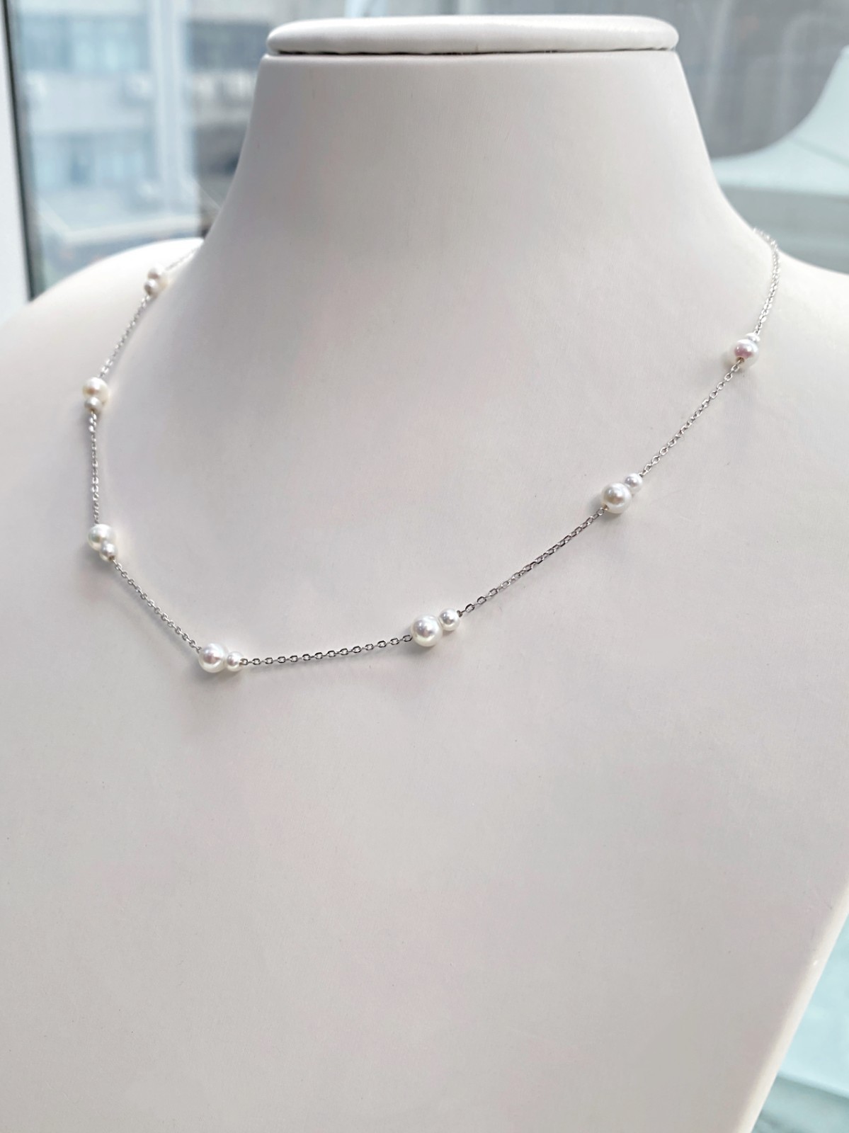 925 Sterling Silver Starry Freshwater Pearl Necklace 3-5mm Adjustable Choker