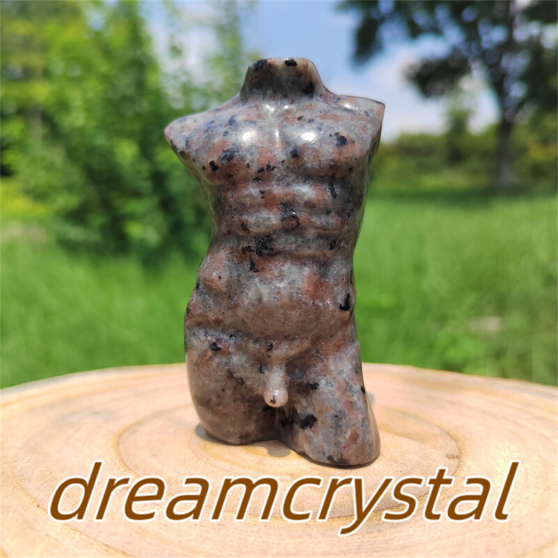 3″ Top Natural Yooperlite Carved Male Model Quartz Crystal Reiki Sculpture 1pc