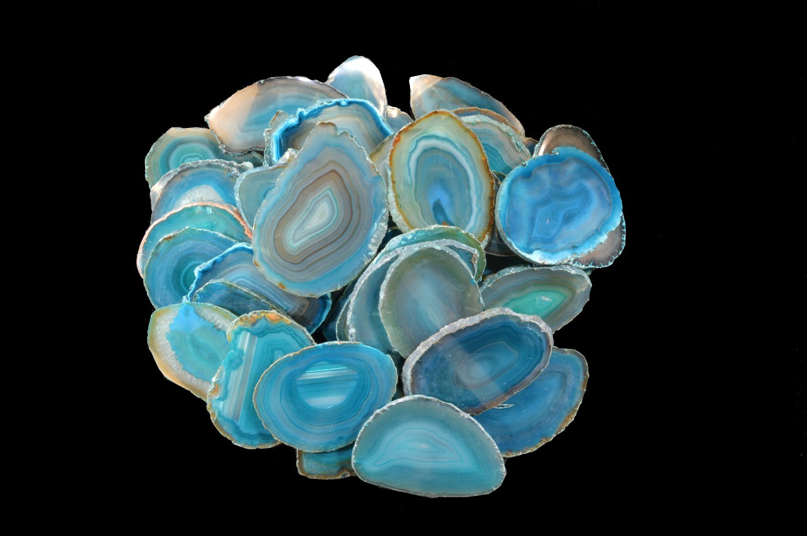 AGATE GEODE Slice Teal 2 1/2″ Polished Rock Mineral Throat Chakra Healing Stone