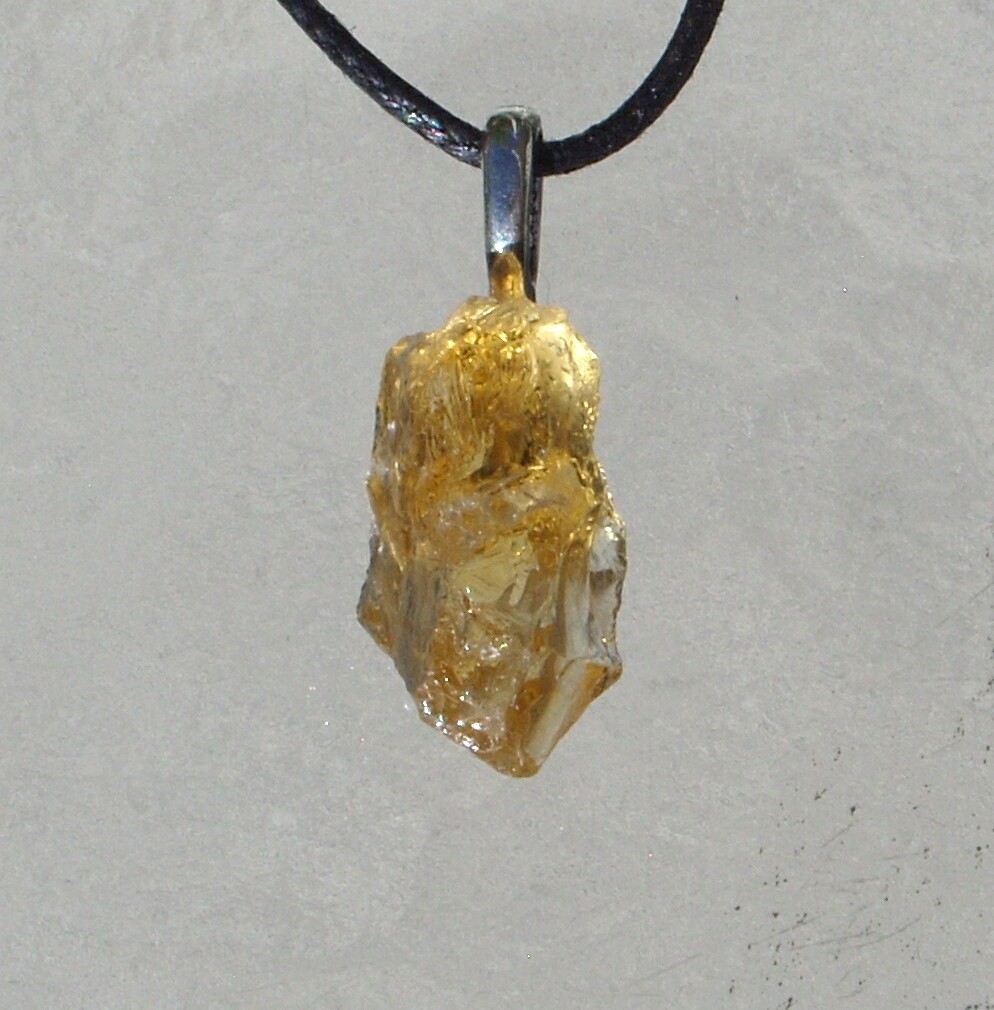Natural Raw Rough Citrine Crystal Free Form Stone Pendant Necklace Small