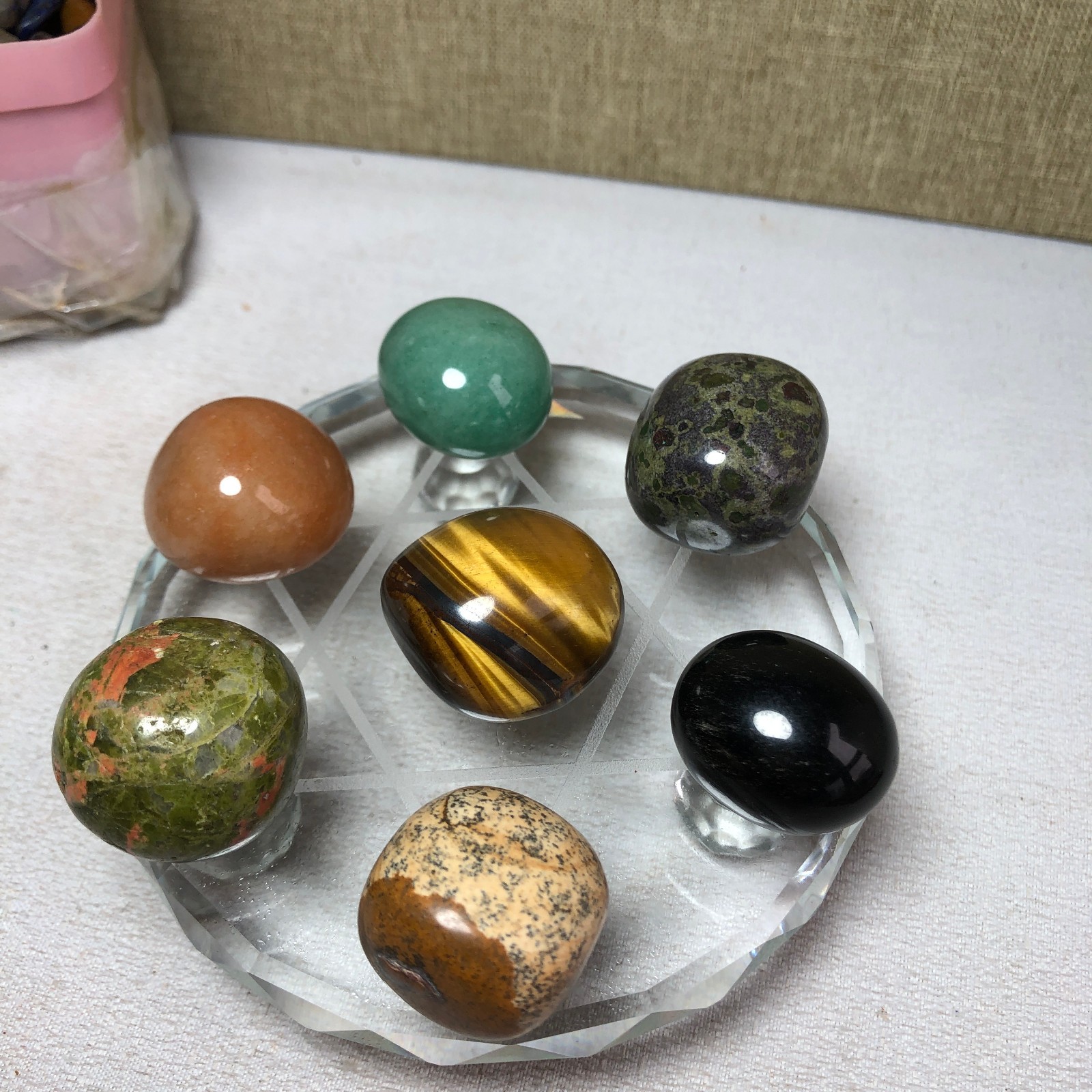 Natural seven different types of crystals Seven Star Array Specimen Base A3036