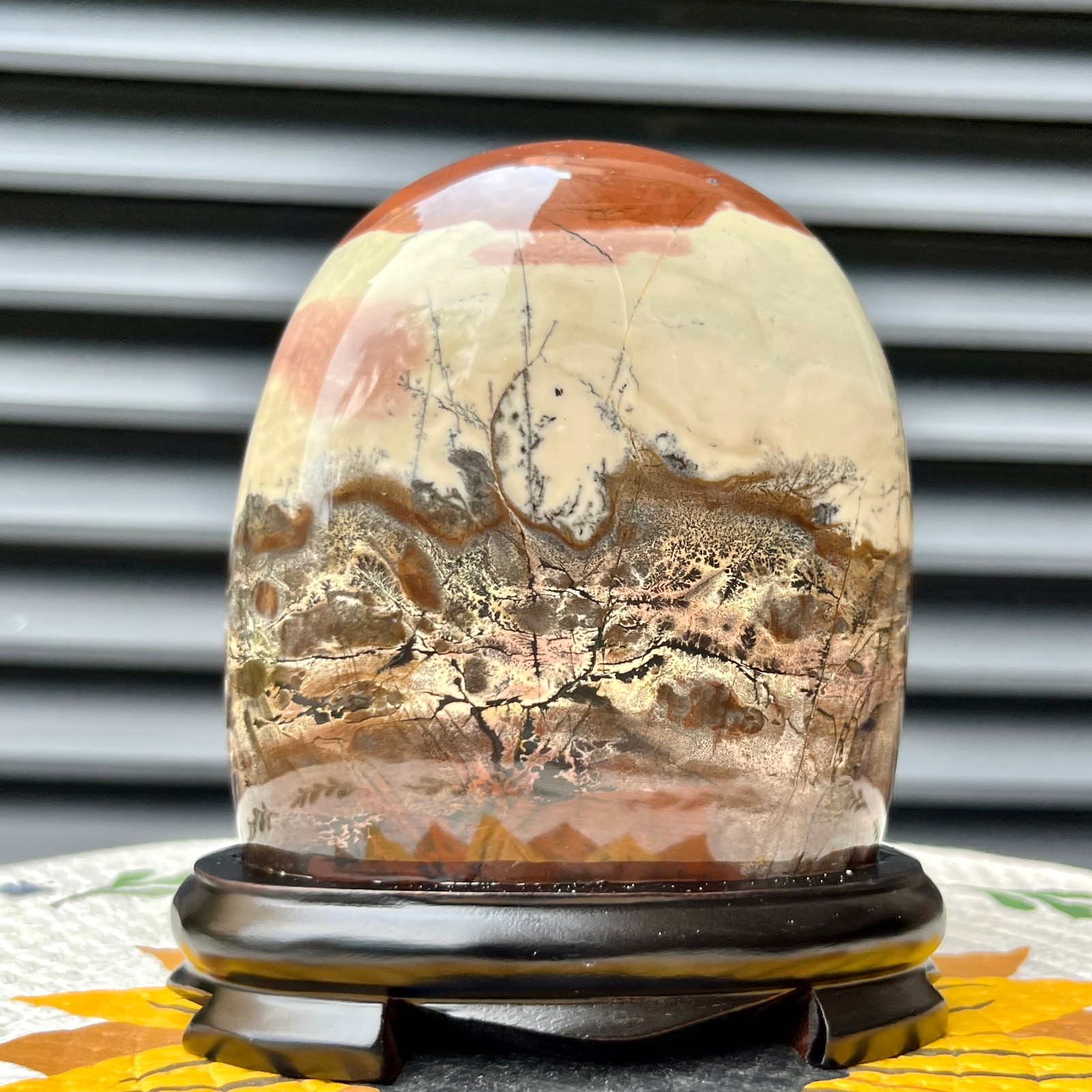 890 g Landscape Stone Arc Polished Natural Formation Mineral Collectible Display