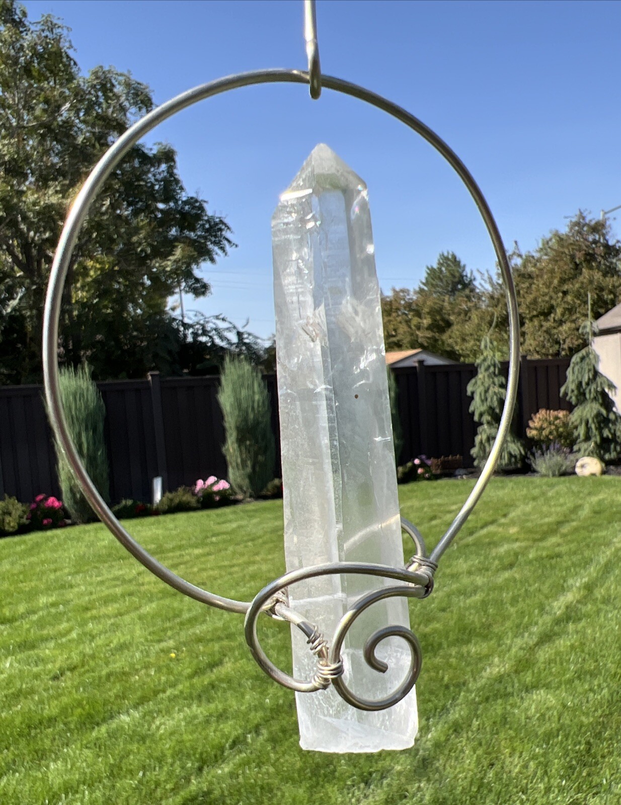 Floating Quartz Crystal Sculpture Decoration ￼FENG SHUI HANGING Handmade USA #2
