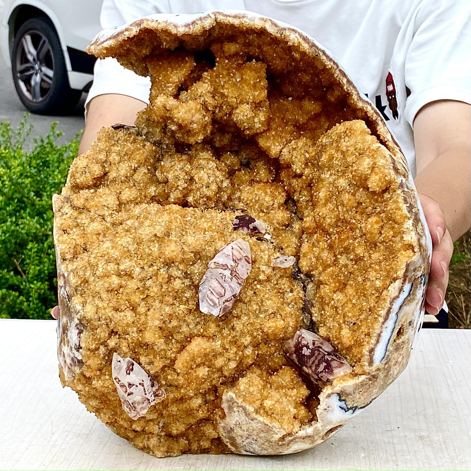 25.3LB Superb Yellow Citrine Crystal Cave Decor Stone Cathedral Geode Specimen