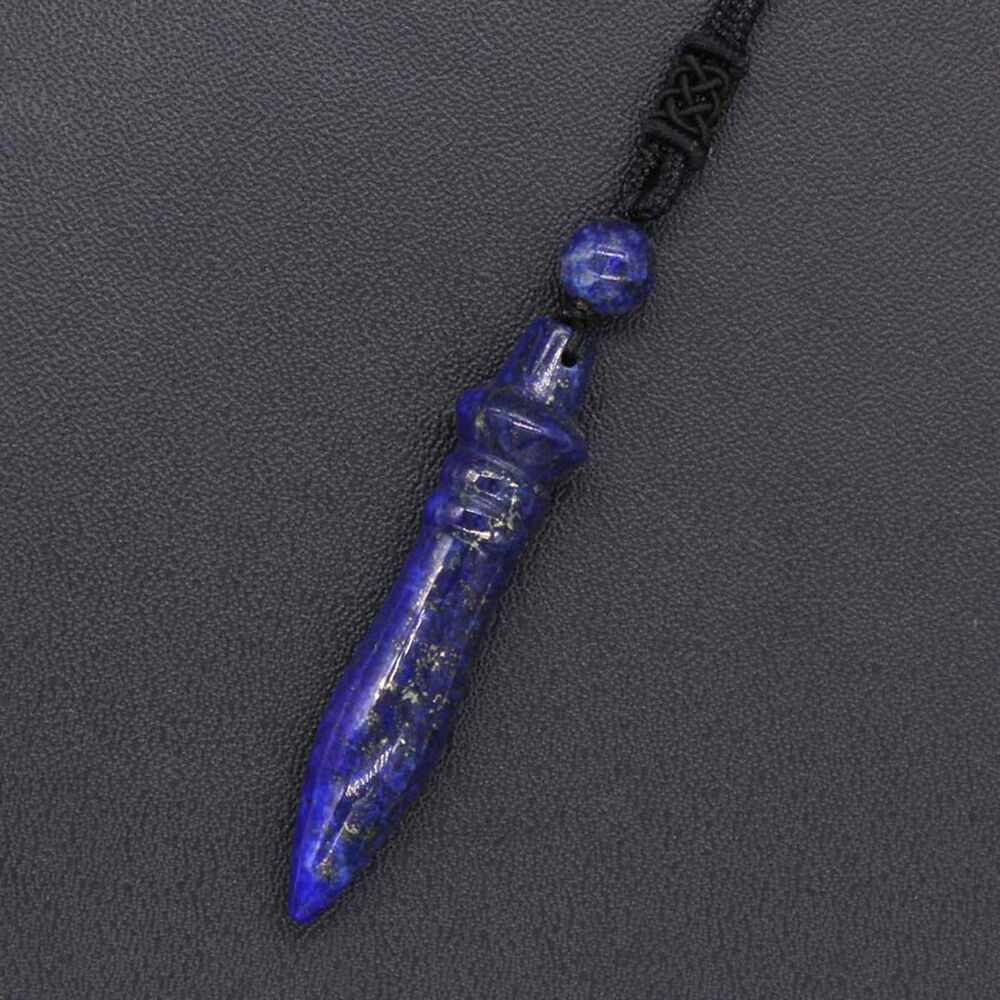 Pharaoh Scepter Necklace Natural Crystal Quartz Amethyst Fluorite Stone Pendant