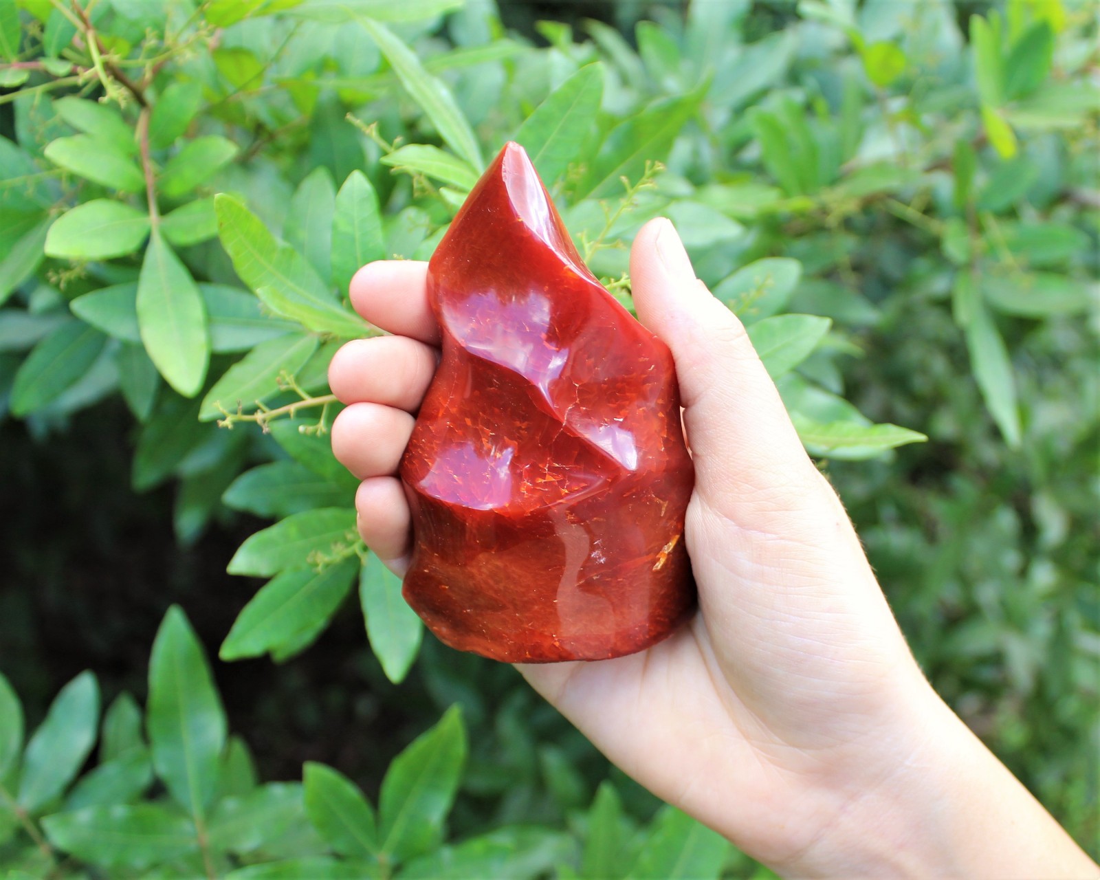 Carnelian Crystal Flame: Cut Base Free Standing, Display Specimen – Choose Size