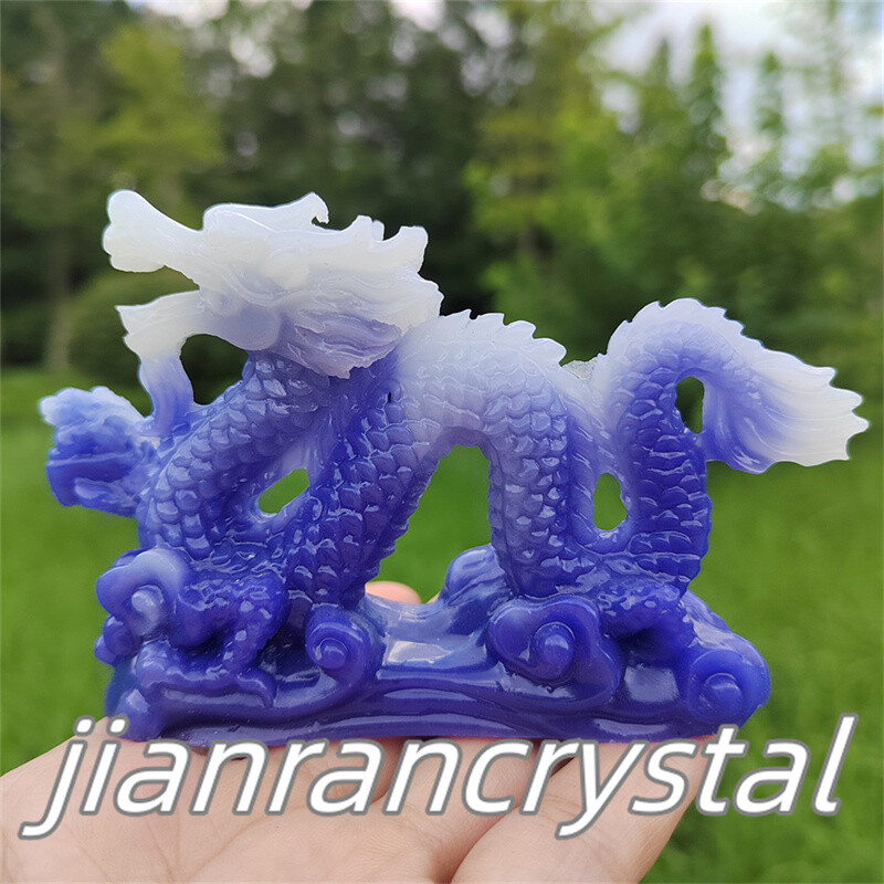 4″ Luminous Stone Dragon Skull Resin Decor Skull Reiki Chinese Dragon 1pc