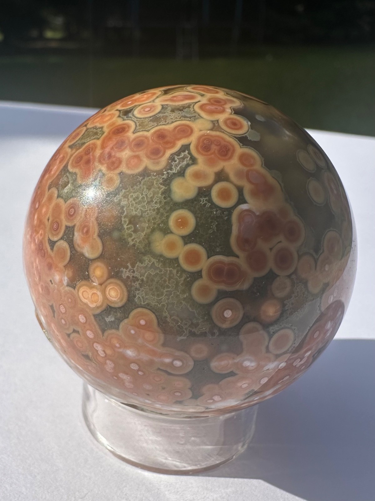 165g natural druzy orbicular ocean jasper 8th vein polished crystal ball