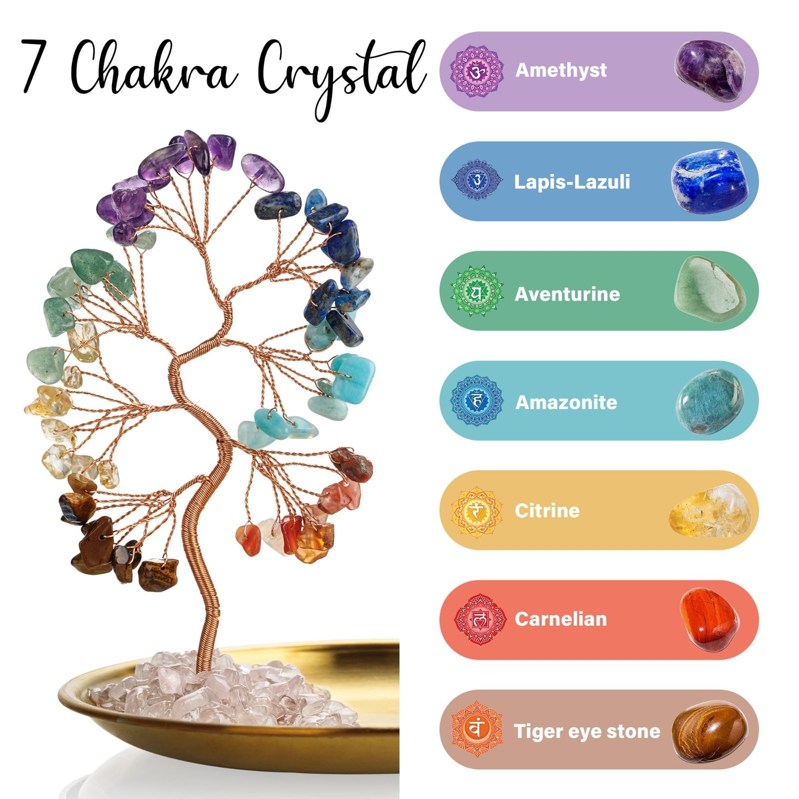 7 Chakra Healing Crystal Tree – Ceramic Mother Earth Decor, Yoga Gifts, Zen Home