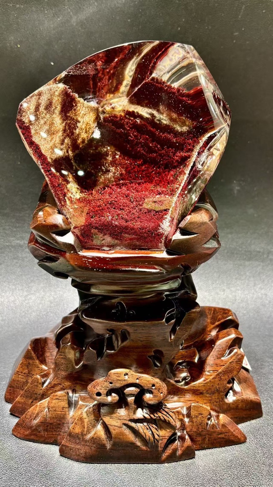 7.0LB AAAA Top Natural Red Ghost Phantom Quartz Crystal Specimen Healing + Stand