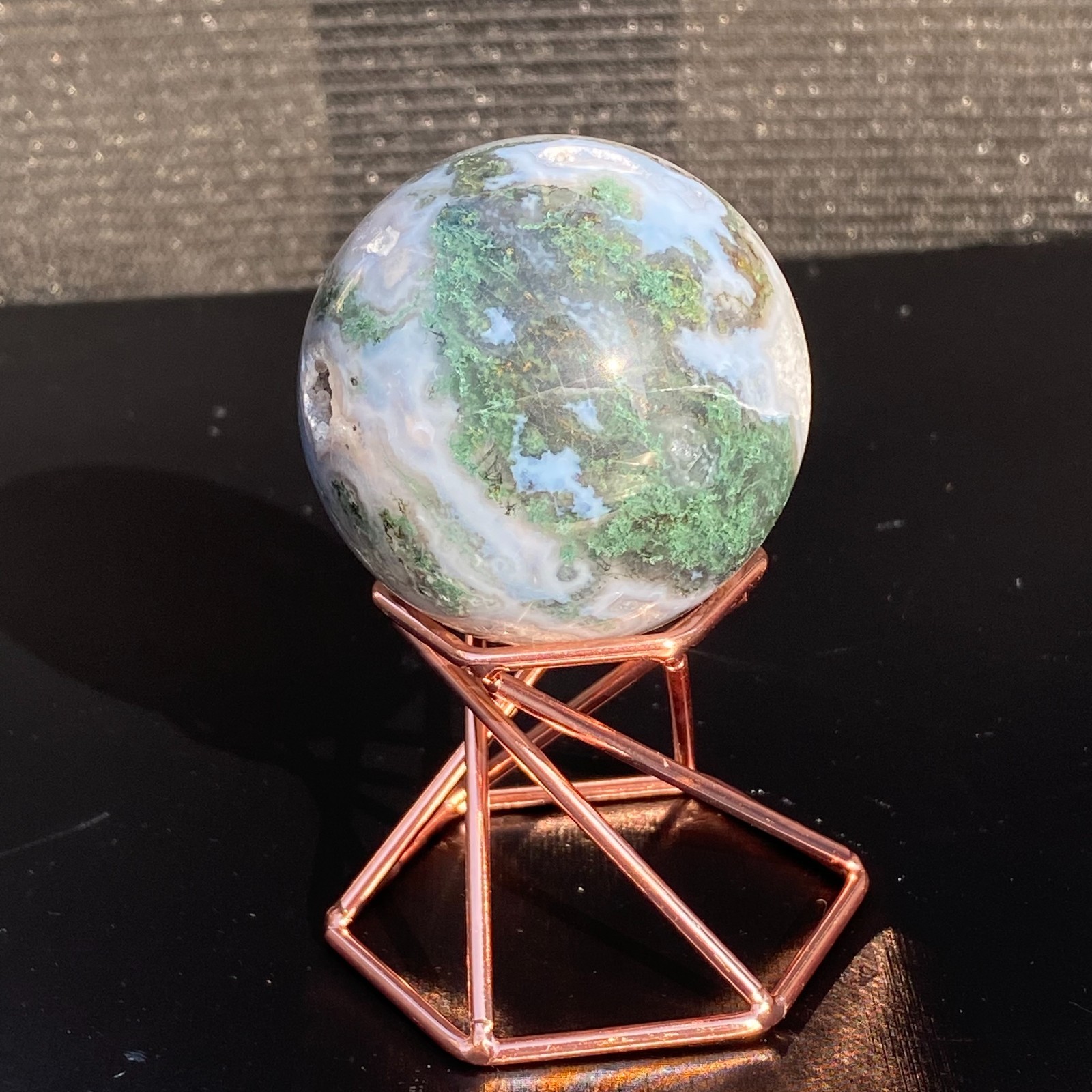 205G Natural Aquatic Plants Agate Crystal Sphere watergrass Mossagate Ball