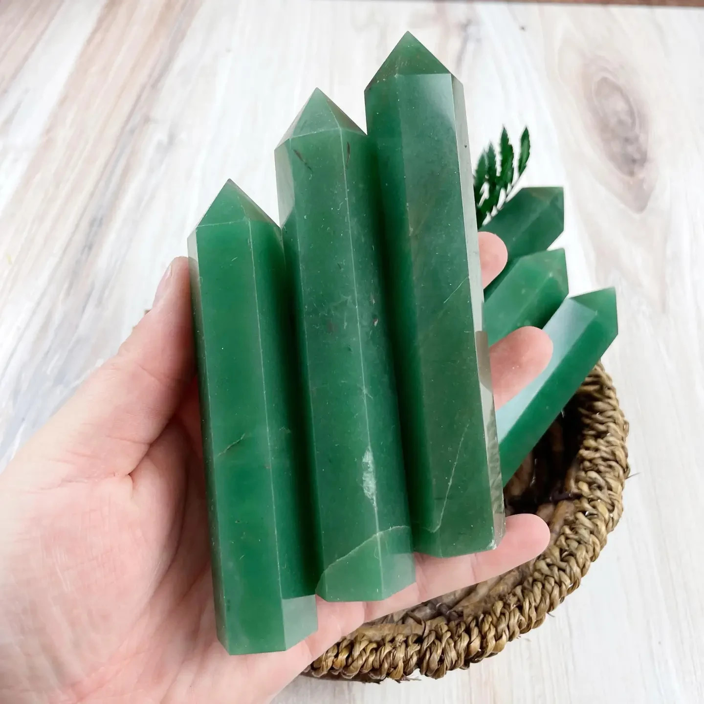 Natural Green Aventurine Healing Crystal Wands Obelisk Tower Point Home Decor